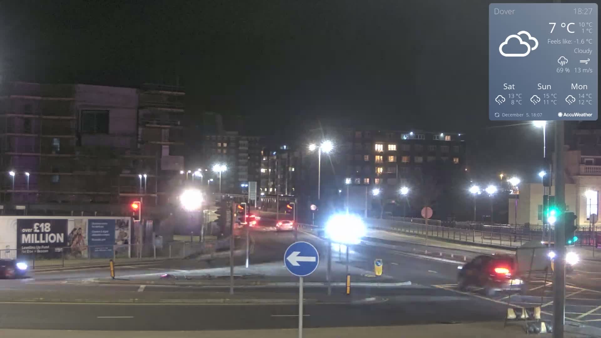 Dover Castle & A256 & A20 Junction Live Cam - Dover, Kent, South East, England, United Kingdom