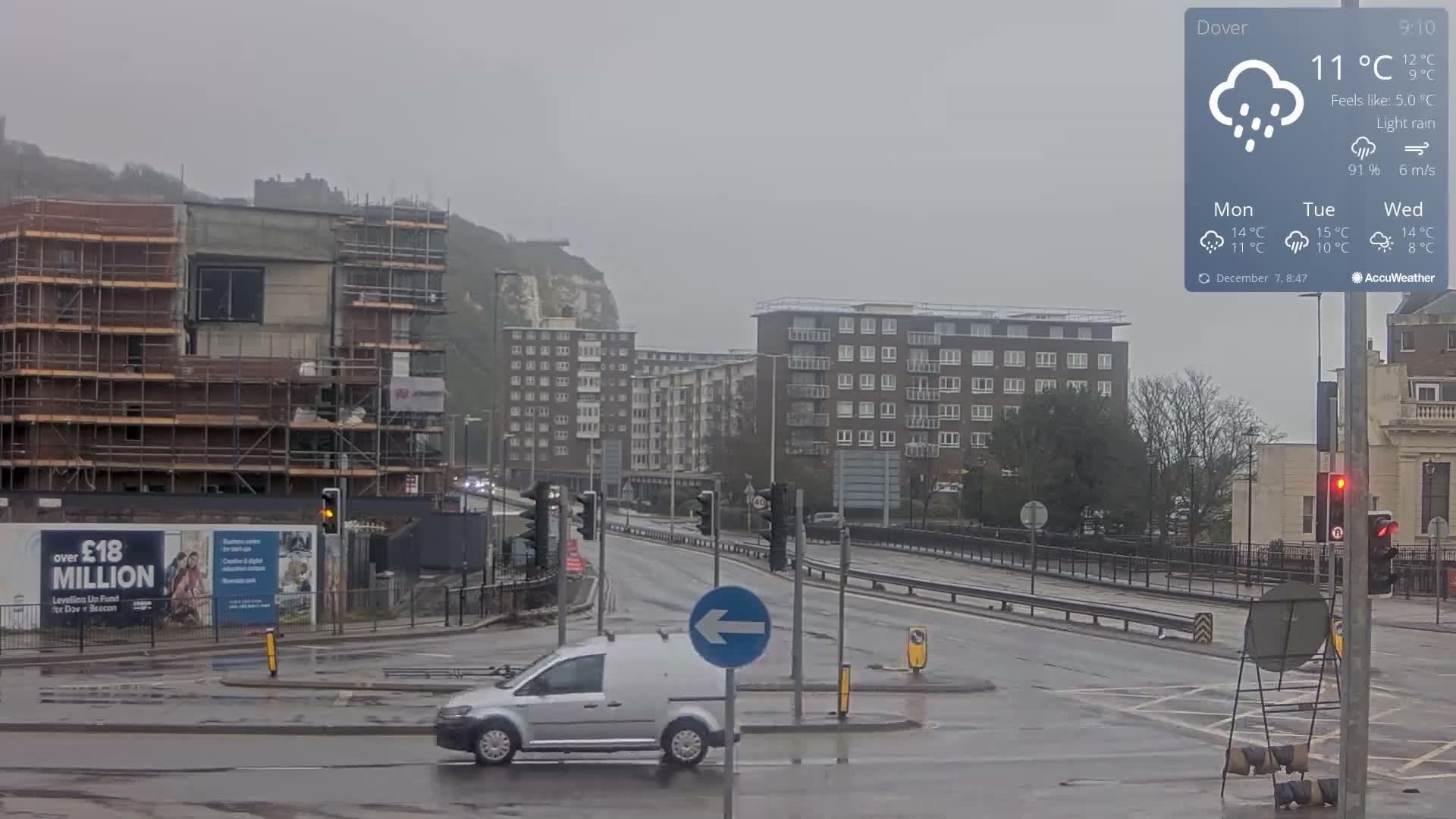 Dover Castle & A256 & A20 Junction Live Cam - Dover, Kent, South East, England, United Kingdom