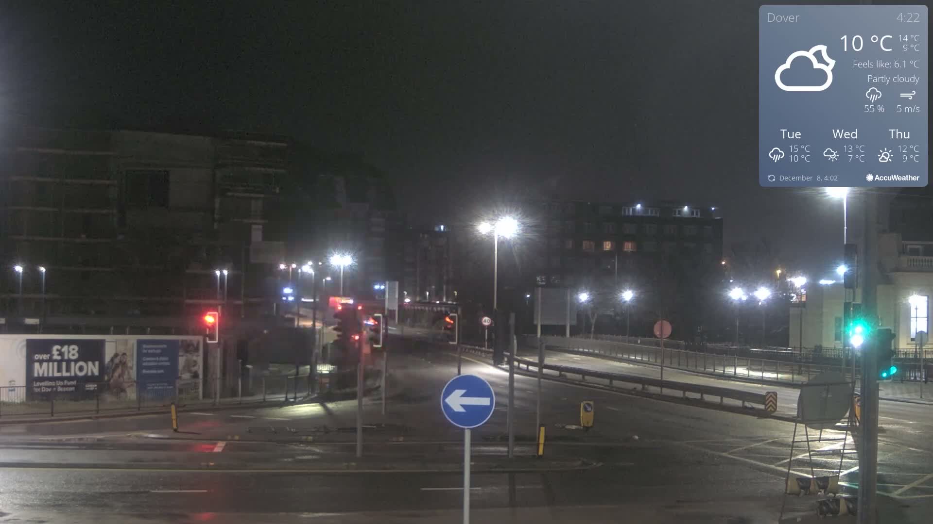 Dover Castle & A256 & A20 Junction Live Cam - Dover, Kent, South East, England, United Kingdom