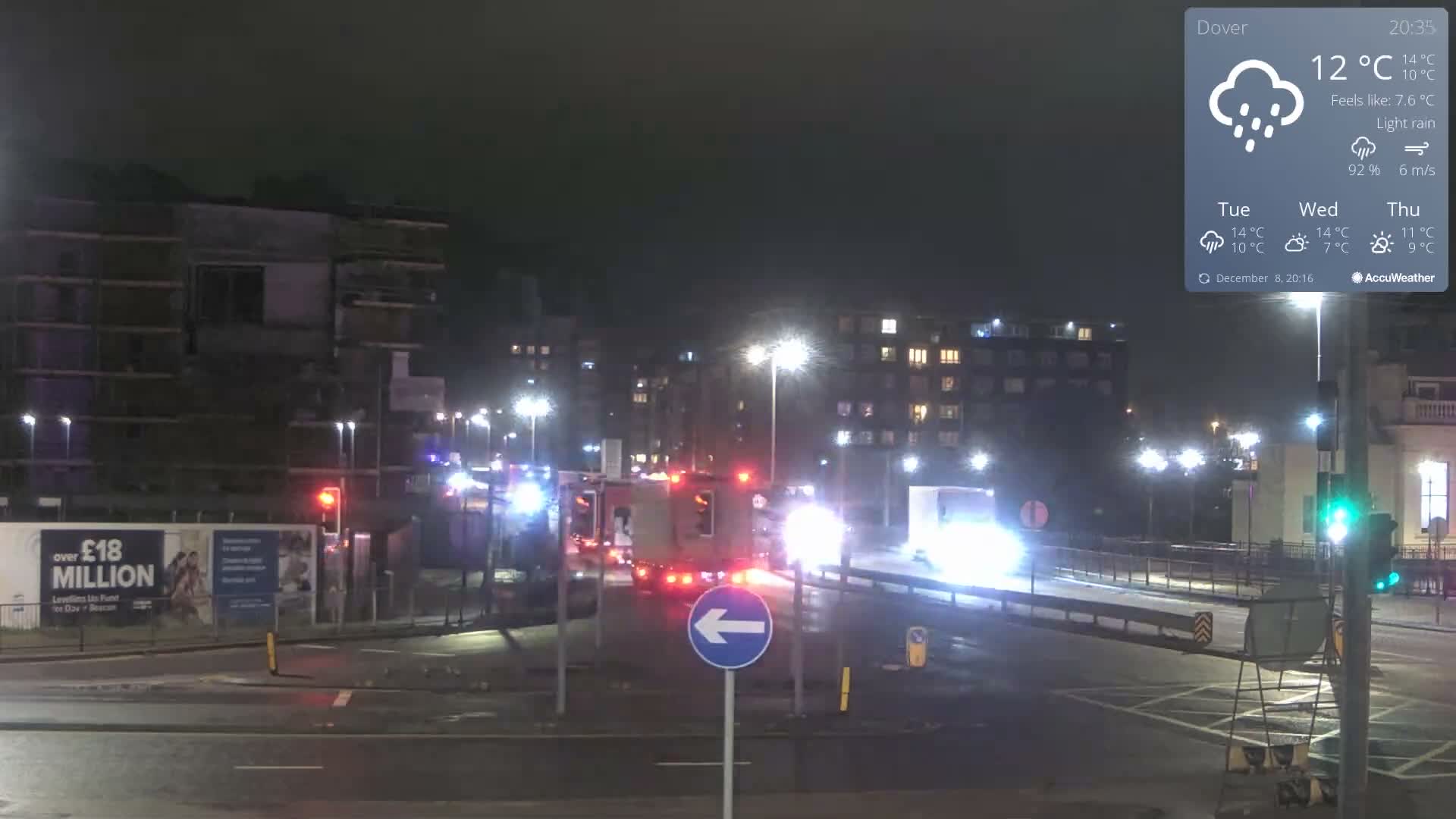 Dover Castle & A256 & A20 Junction Live Cam - Dover, Kent, South East, England, United Kingdom