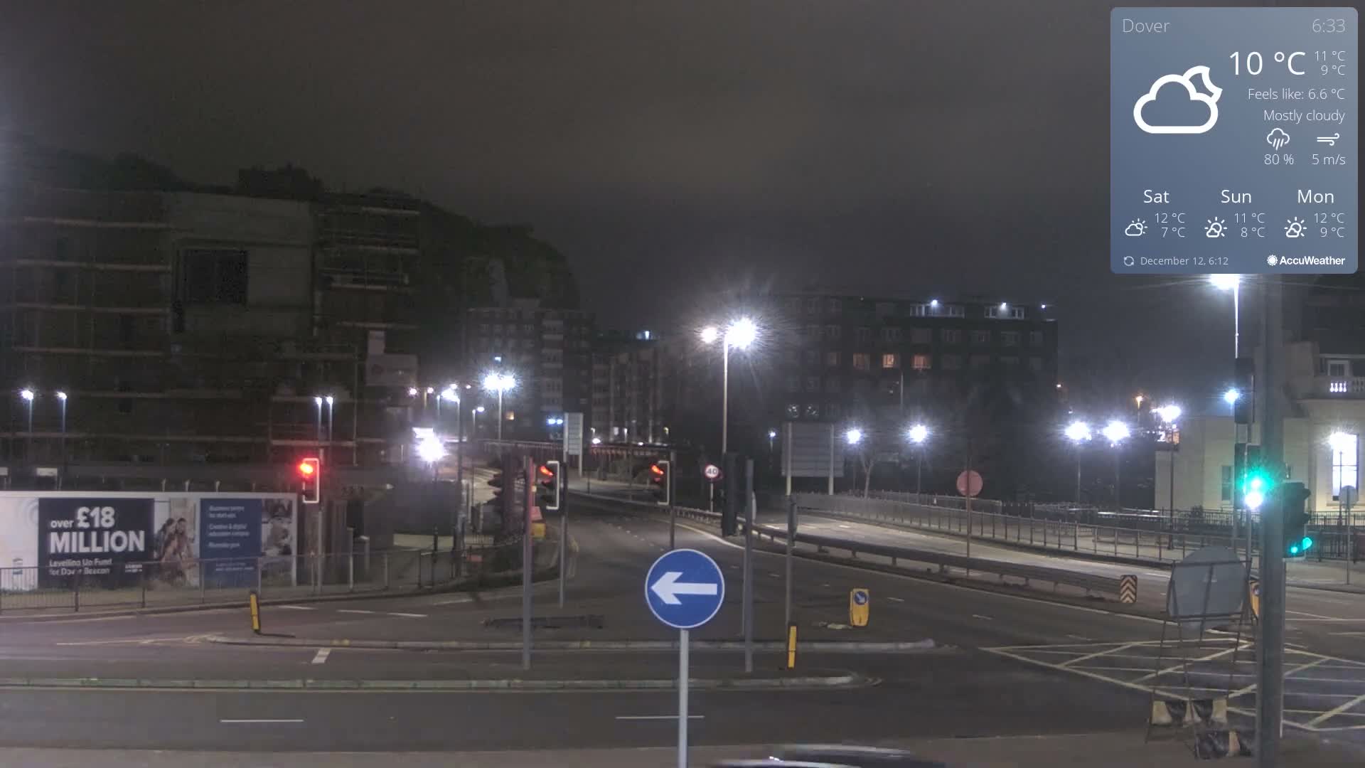 Dover Castle & A256 & A20 Junction Live Cam - Dover, Kent, South East, England, United Kingdom