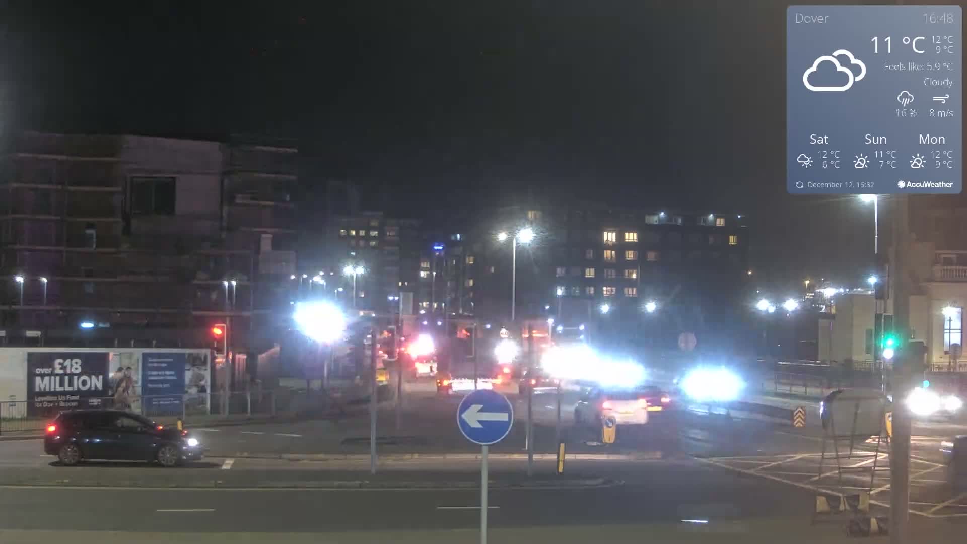 Dover Castle & A256 & A20 Junction Live Cam - Dover, Kent, South East, England, United Kingdom