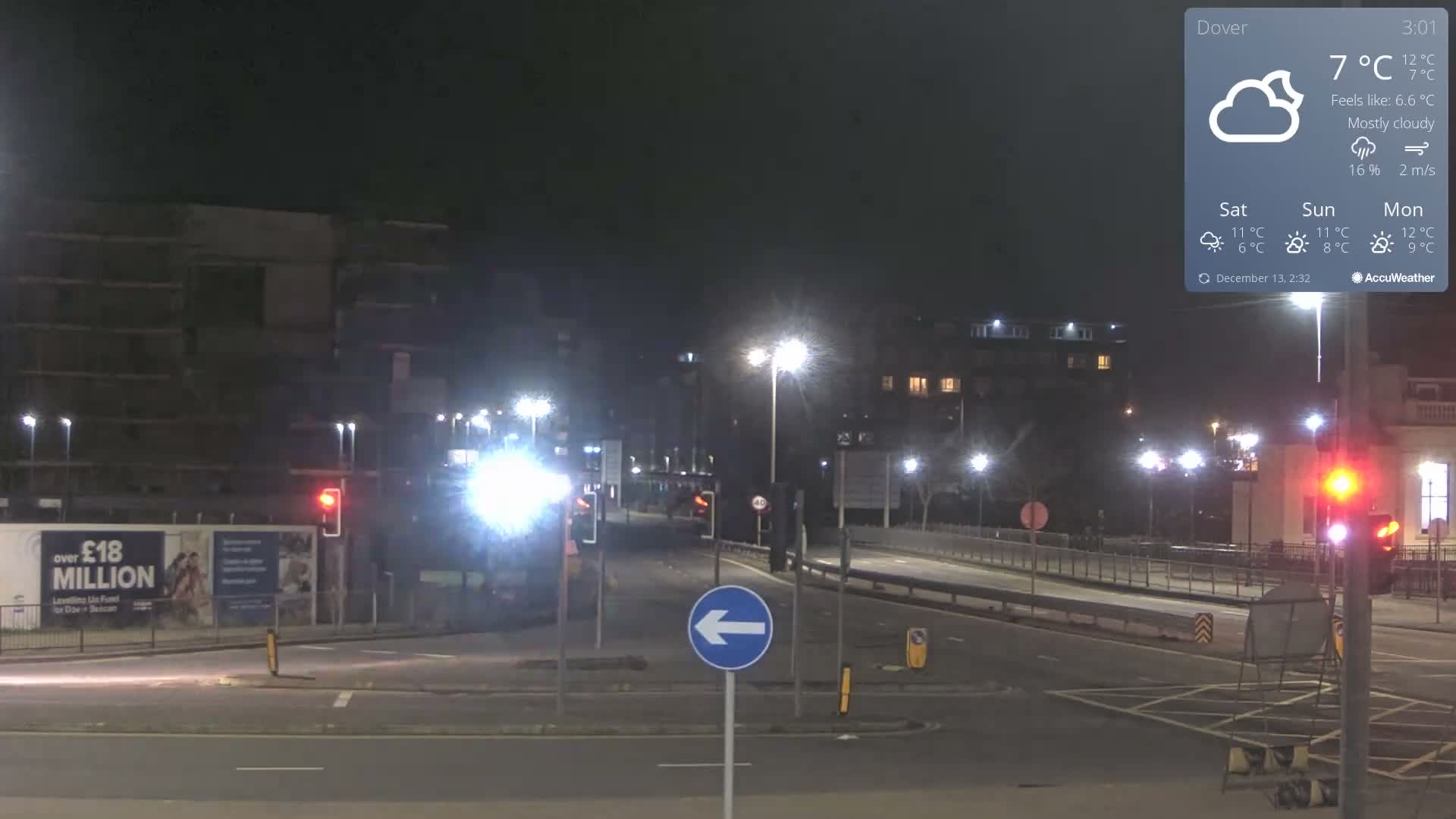 Dover Castle & A256 & A20 Junction Live Cam - Dover, Kent, South East, England, United Kingdom