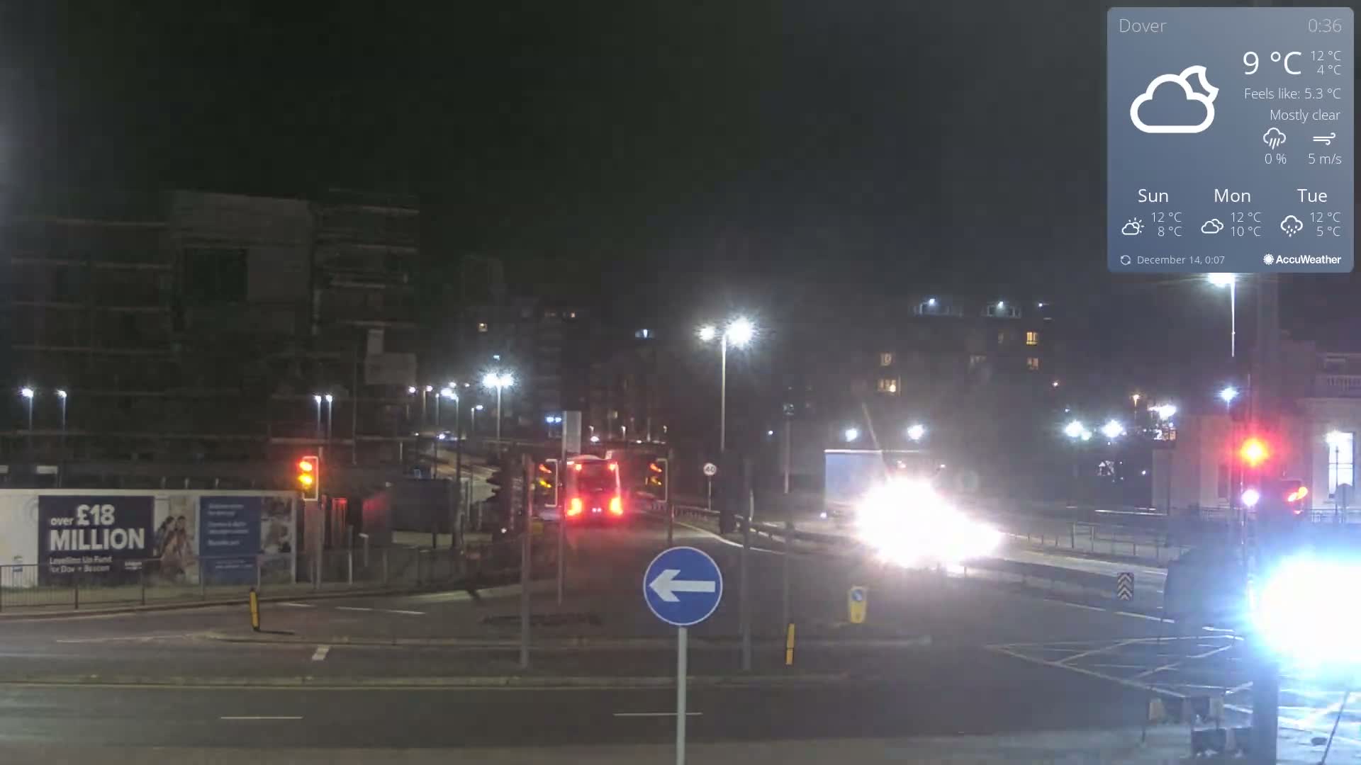 Dover Castle & A256 & A20 Junction Live Cam - Dover, Kent, South East, England, United Kingdom