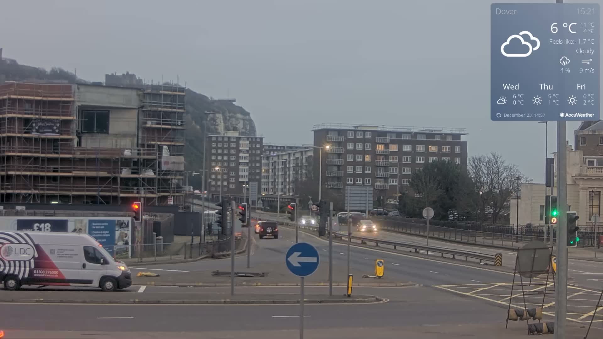 Dover Castle & A256 & A20 Junction Live Cam - Dover, Kent, South East, England, United Kingdom