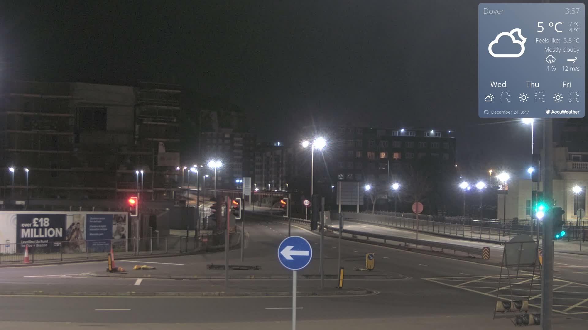 Dover Castle & A256 & A20 Junction Live Cam - Dover, Kent, South East, England, United Kingdom