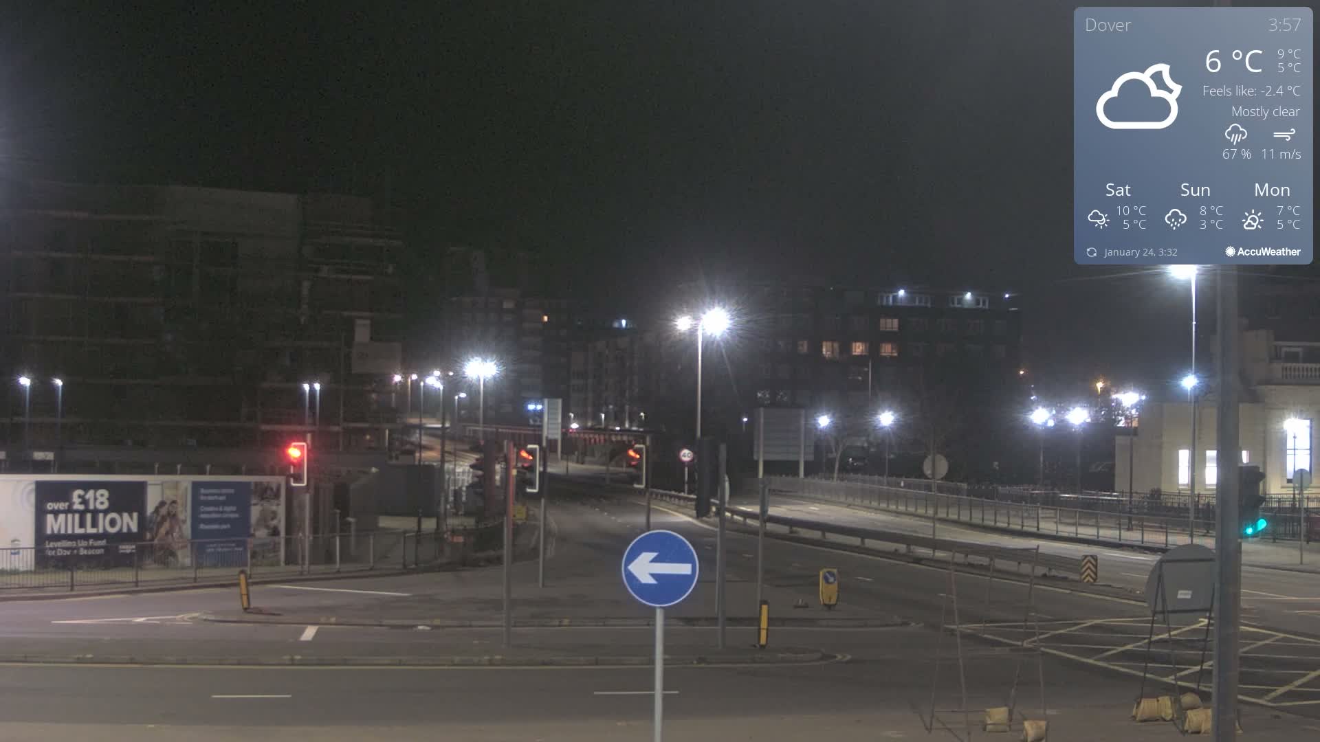 Dover Castle & A256 & A20 Junction Live Cam - Dover, Kent, South East, England, United Kingdom