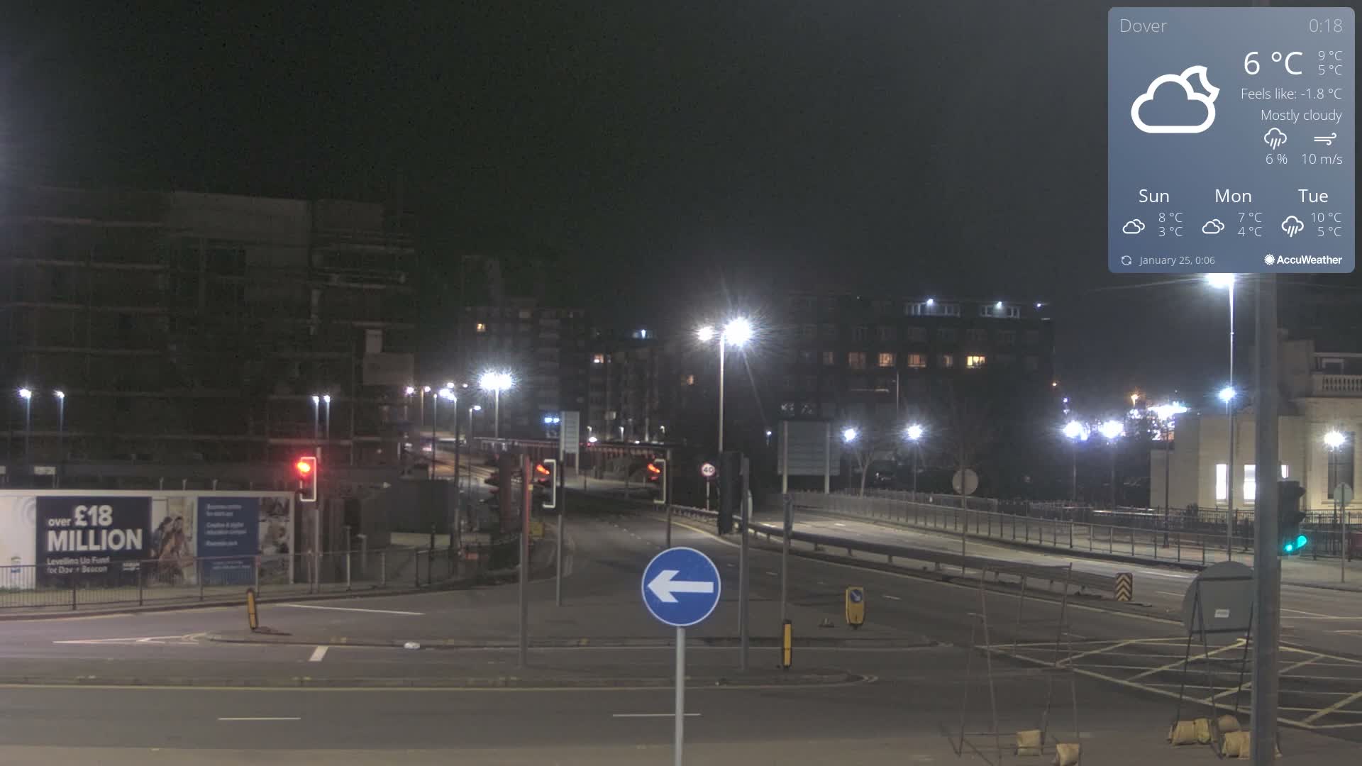 Dover Castle & A256 & A20 Junction Live Cam - Dover, Kent, South East, England, United Kingdom