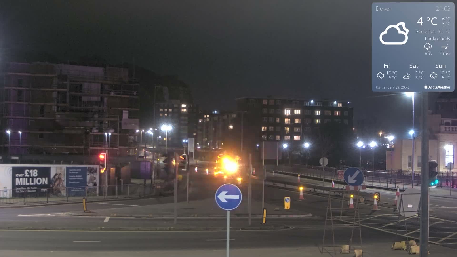 Dover Castle & A256 & A20 Junction Live Cam - Dover, Kent, South East, England, United Kingdom