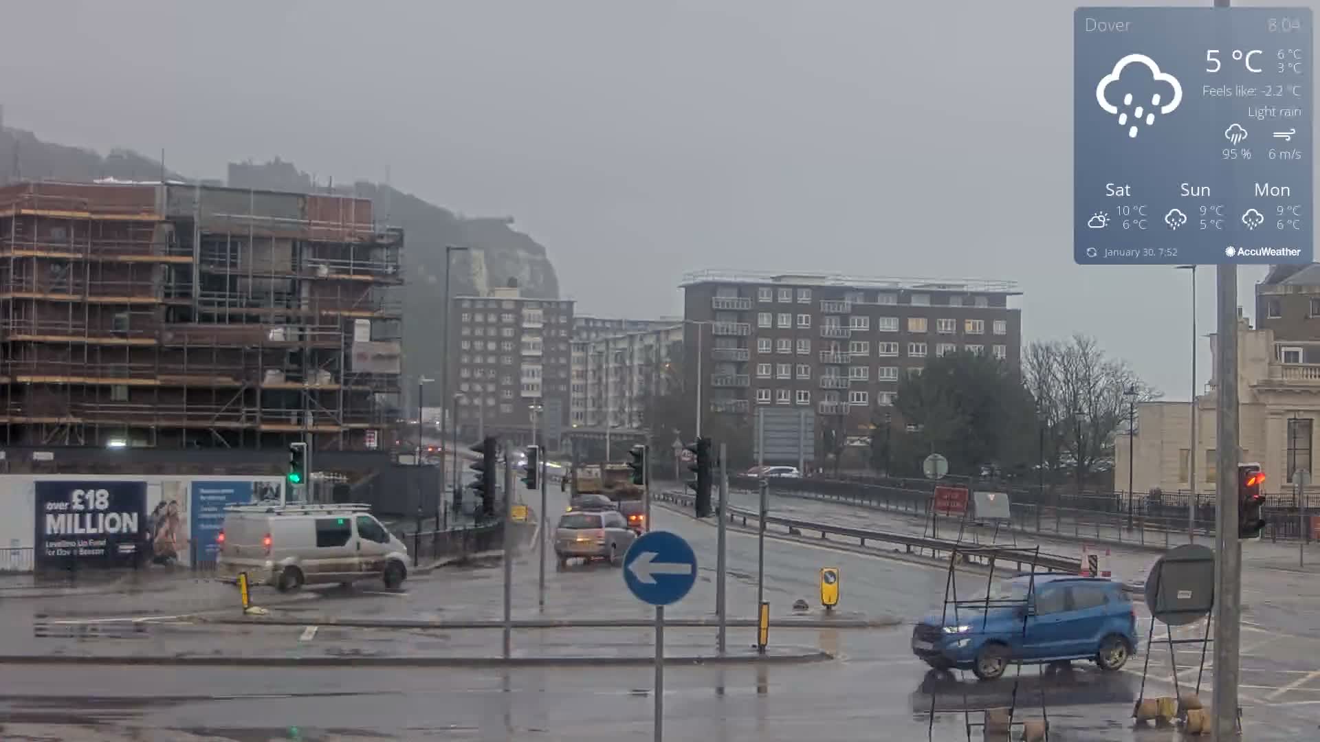 Dover Castle & A256 & A20 Junction Live Cam - Dover, Kent, South East, England, United Kingdom