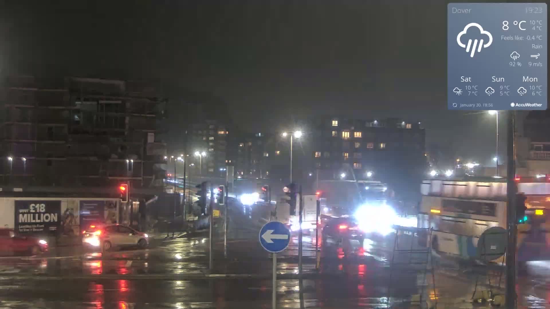 Dover Castle & A256 & A20 Junction Live Cam - Dover, Kent, South East, England, United Kingdom