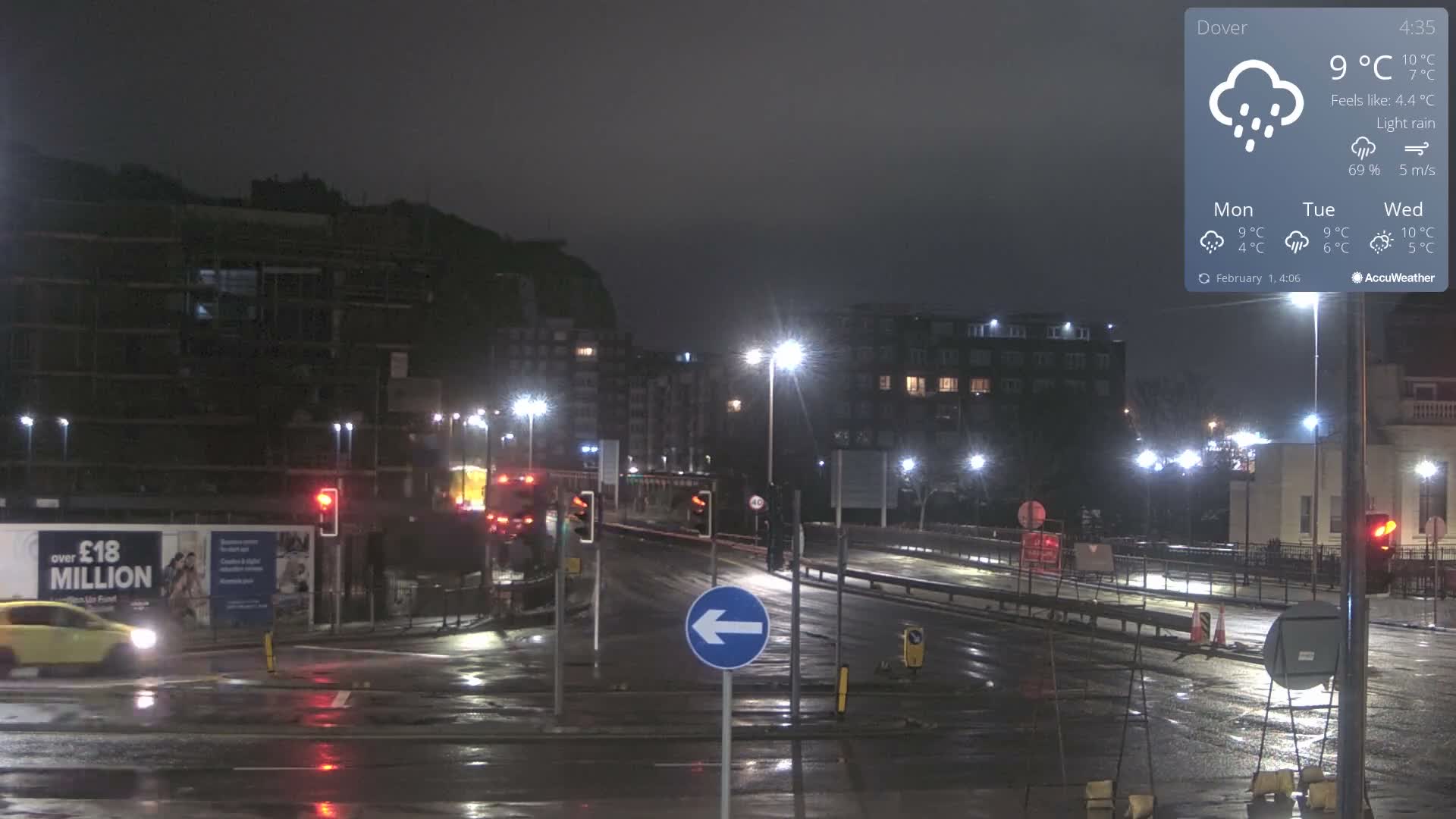 Dover Castle & A256 & A20 Junction Live Cam - Dover, Kent, South East, England, United Kingdom