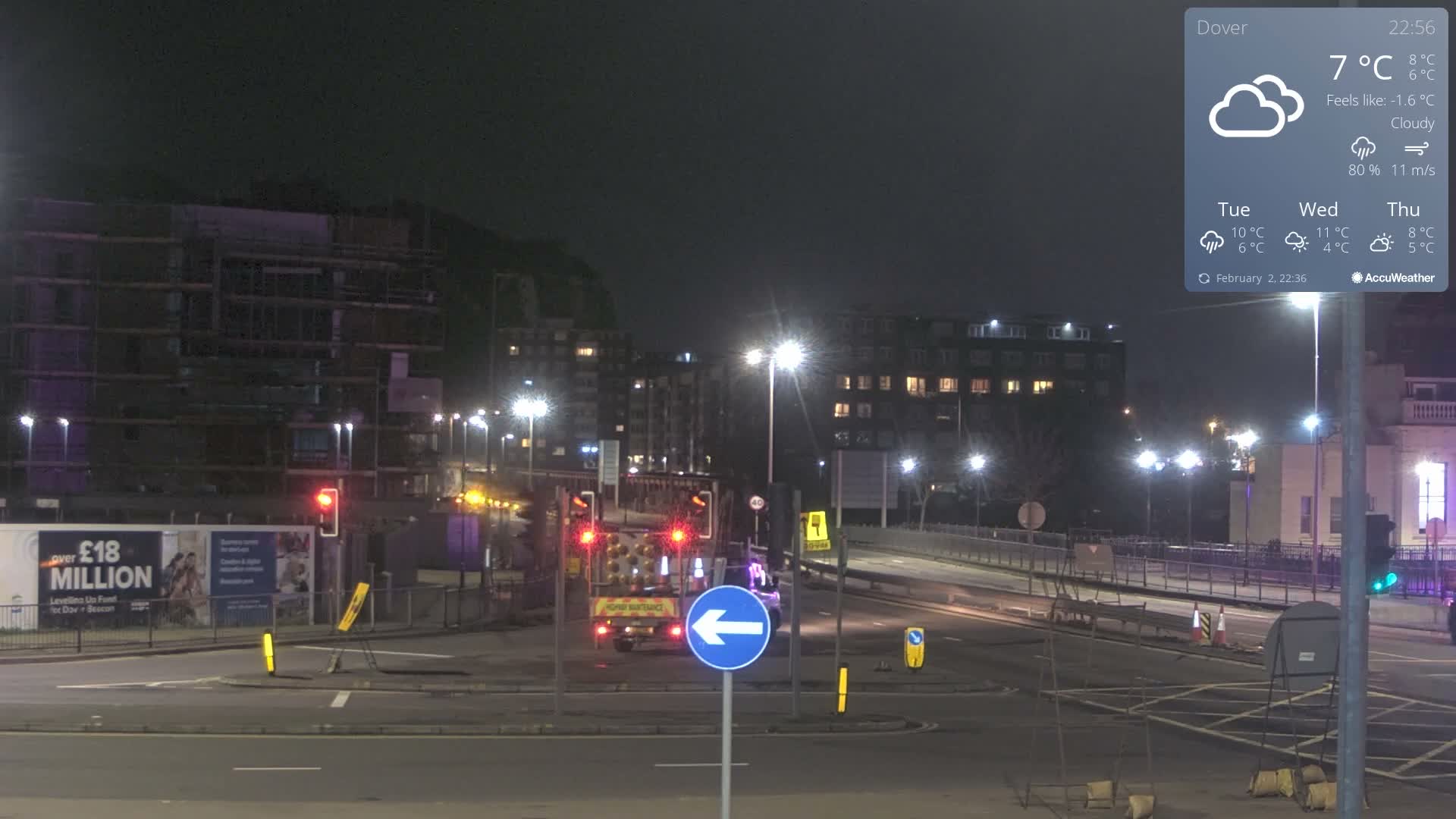 Dover Castle & A256 & A20 Junction Live Cam - Dover, Kent, South East, England, United Kingdom