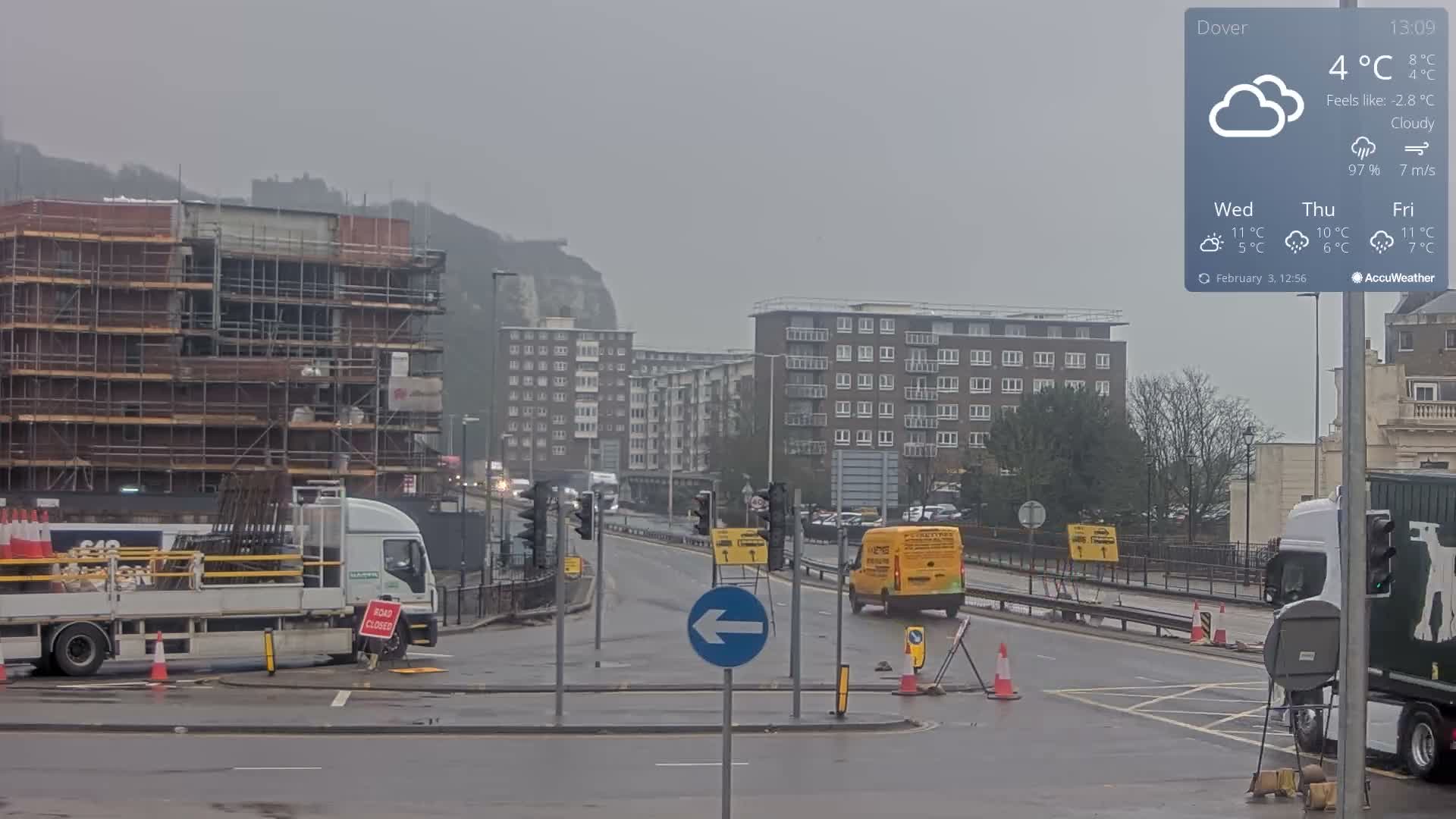 Dover Castle & A256 & A20 Junction Live Cam - Dover, Kent, South East, England, United Kingdom