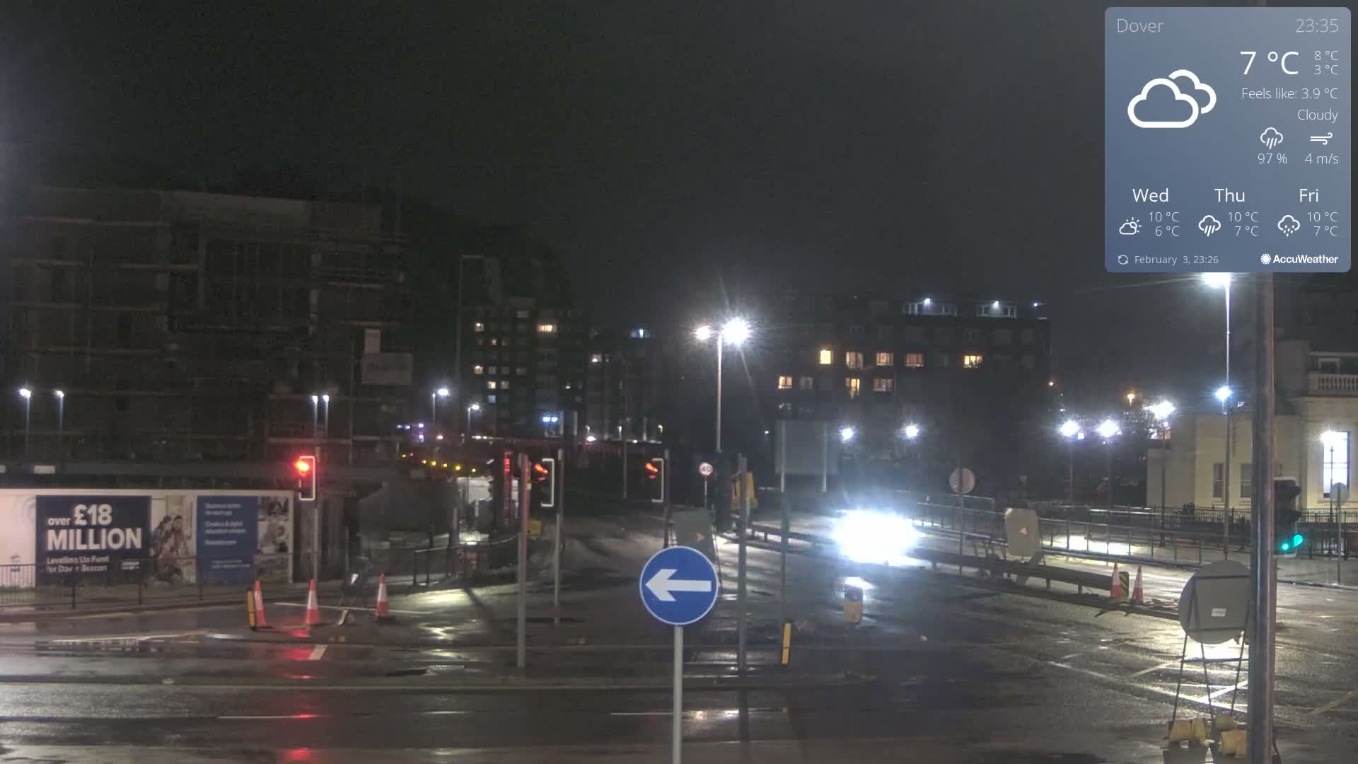 Dover Castle & A256 & A20 Junction Live Cam - Dover, Kent, South East, England, United Kingdom