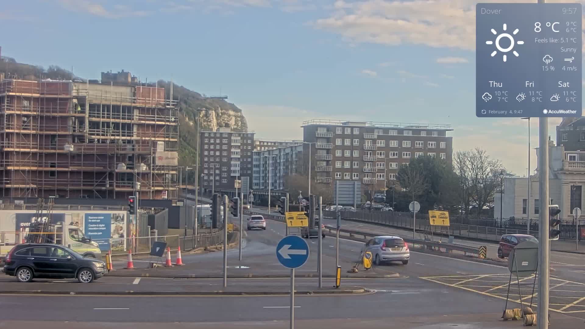 Dover Castle & A256 & A20 Junction Live Cam - Dover, Kent, South East, England, United Kingdom