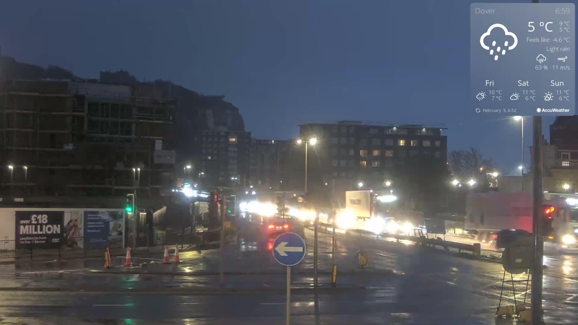 Dover Castle & A256 & A20 Junction Live Cam - Dover, Kent, South East, England, United Kingdom