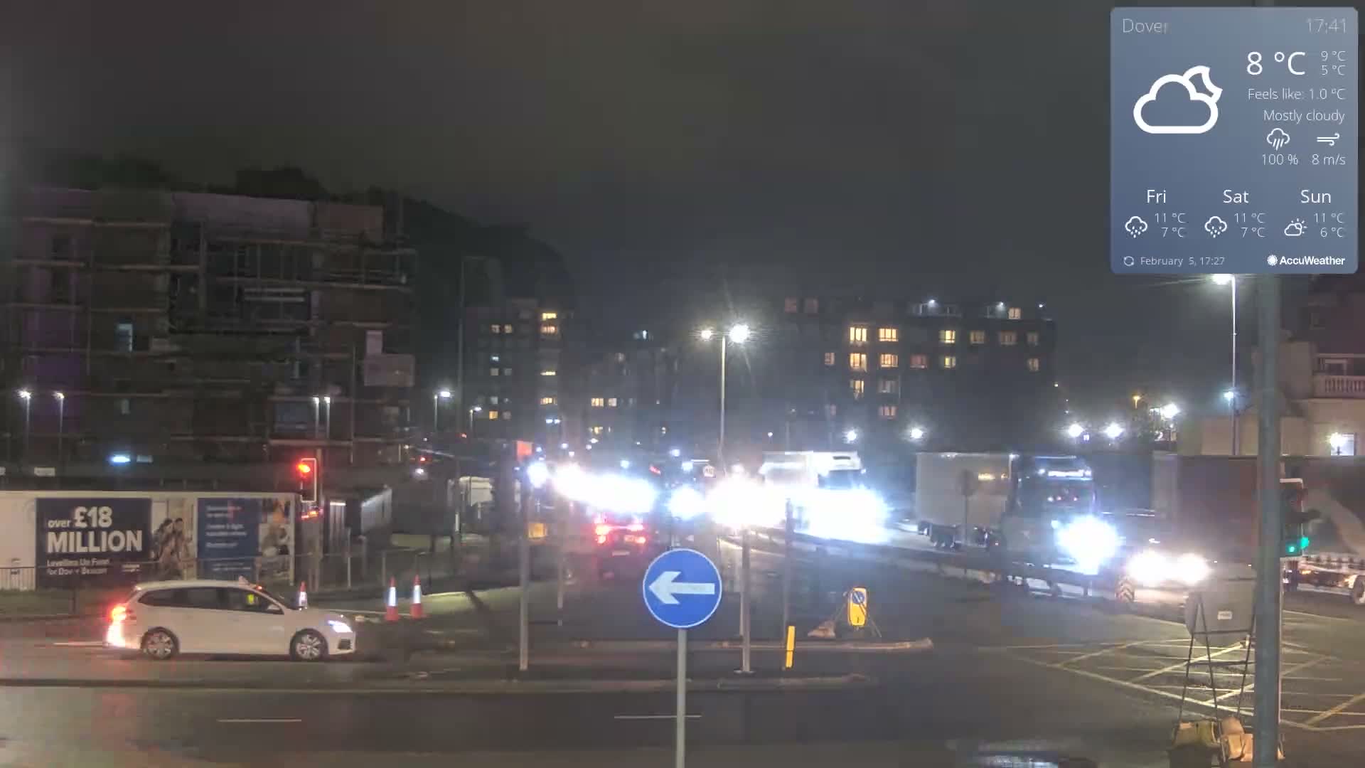 Dover Castle & A256 & A20 Junction Live Cam - Dover, Kent, South East, England, United Kingdom