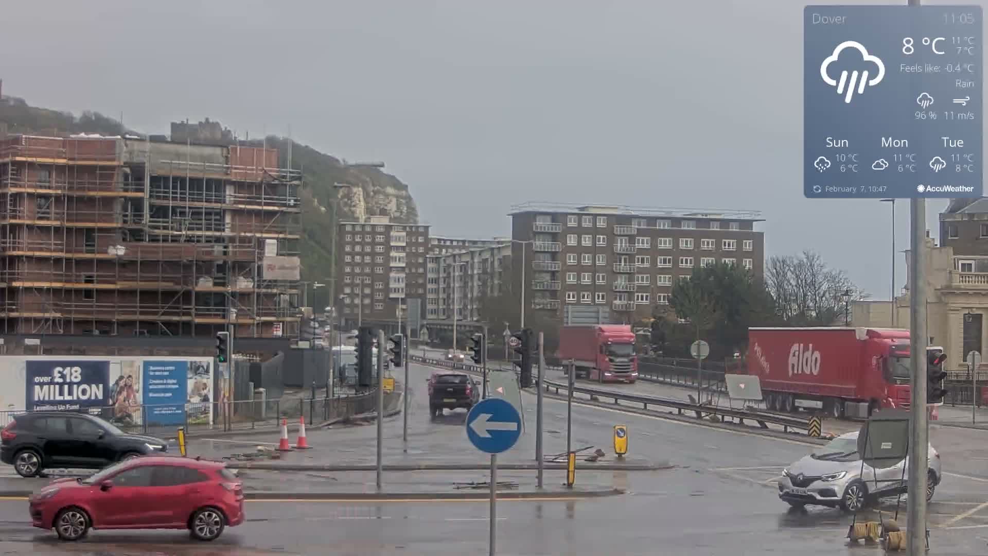 Dover Castle & A256 & A20 Junction Live Cam - Dover, Kent, South East, England, United Kingdom
