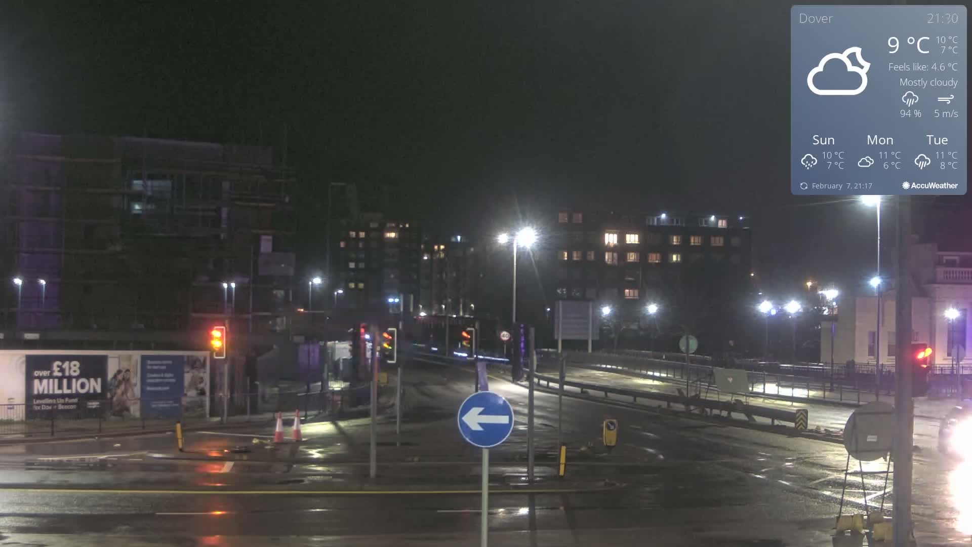 Dover Castle & A256 & A20 Junction Live Cam - Dover, Kent, South East, England, United Kingdom