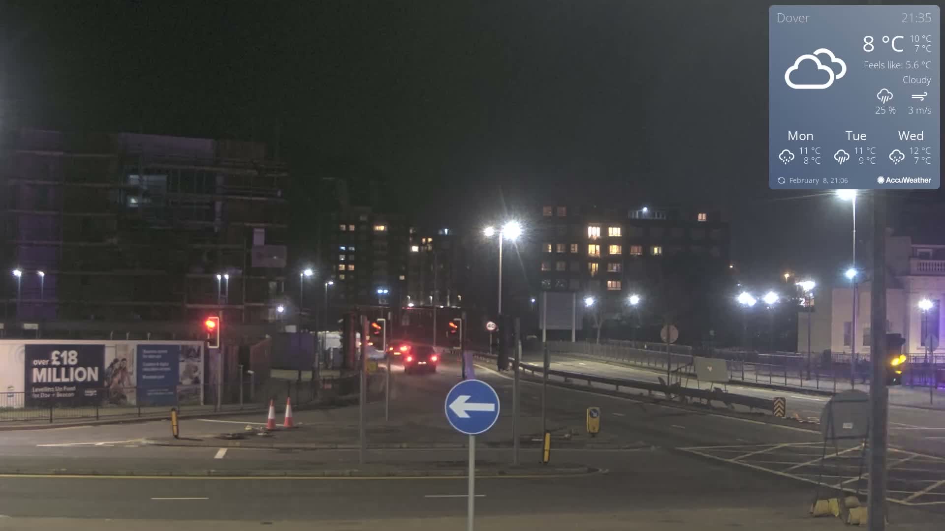 Dover Castle & A256 & A20 Junction Live Cam - Dover, Kent, South East, England, United Kingdom