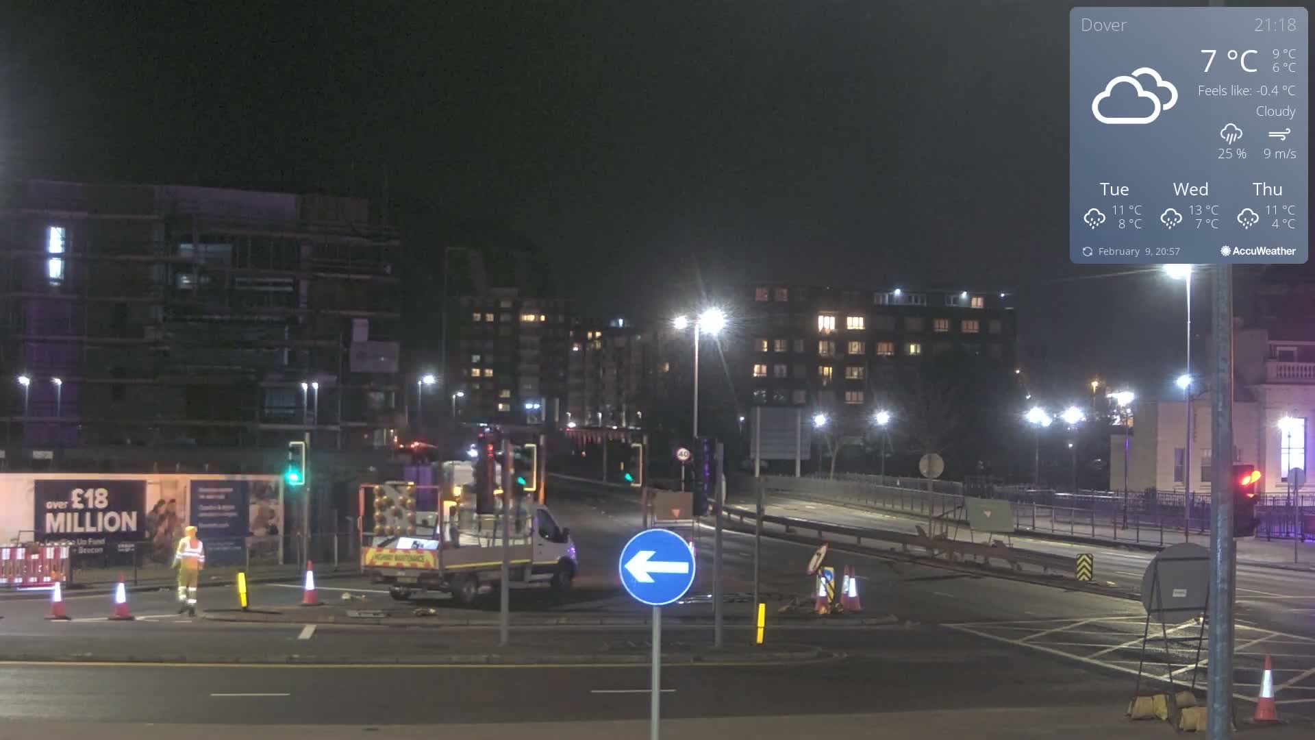Dover Castle & A256 & A20 Junction Live Cam - Dover, Kent, South East, England, United Kingdom
