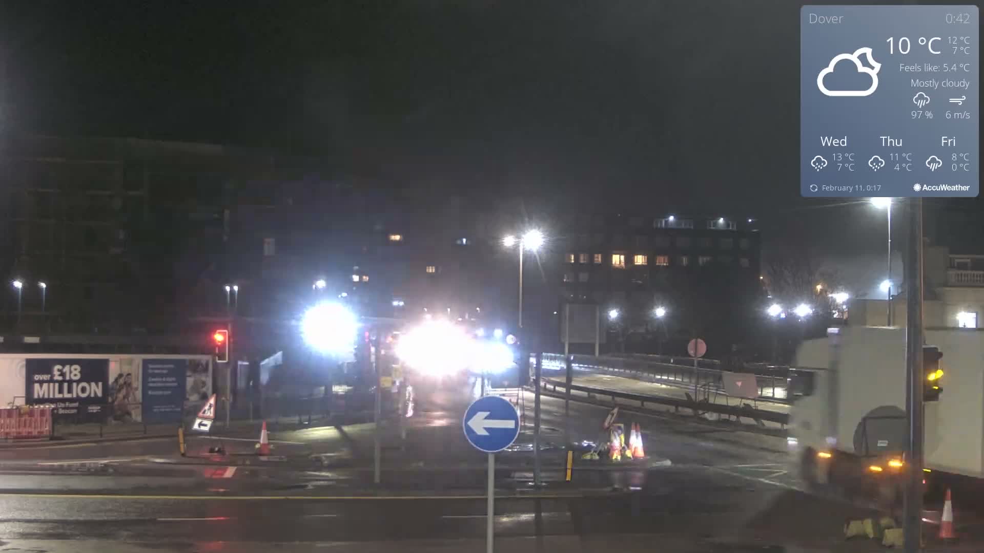 Dover Castle & A256 & A20 Junction Live Cam - Dover, Kent, South East, England, United Kingdom