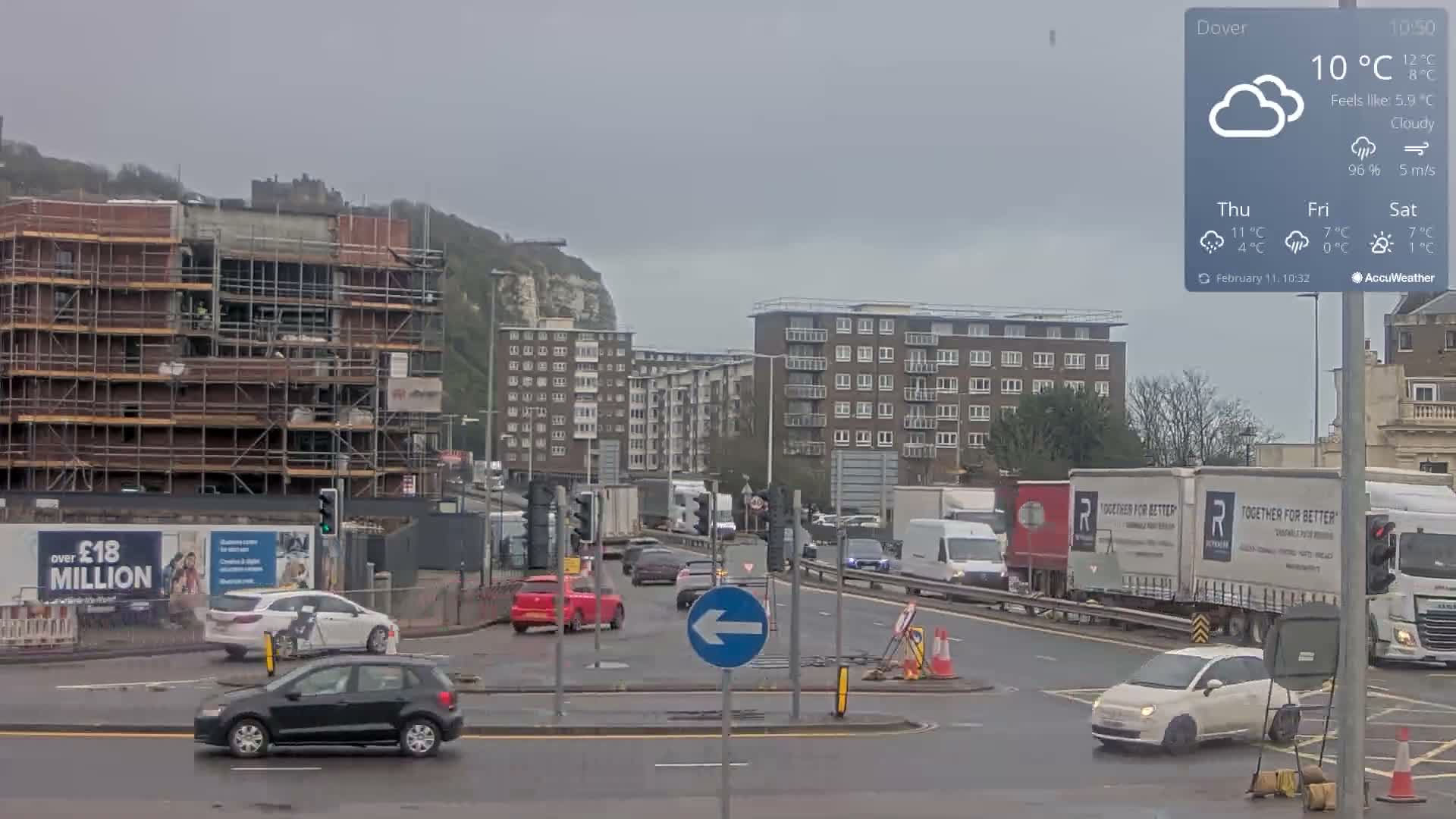 Dover Castle & A256 & A20 Junction Live Cam - Dover, Kent, South East, England, United Kingdom