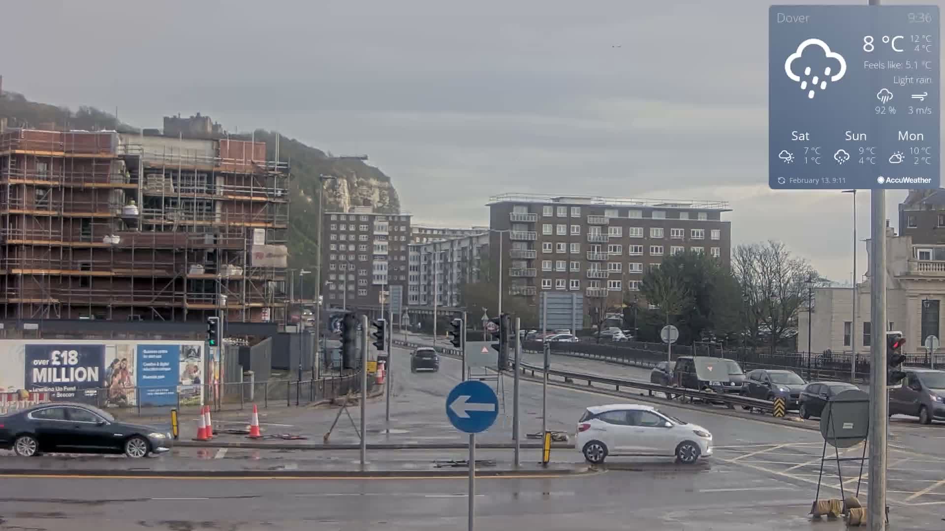 Dover Castle & A256 & A20 Junction Live Cam - Dover, Kent, South East, England, United Kingdom