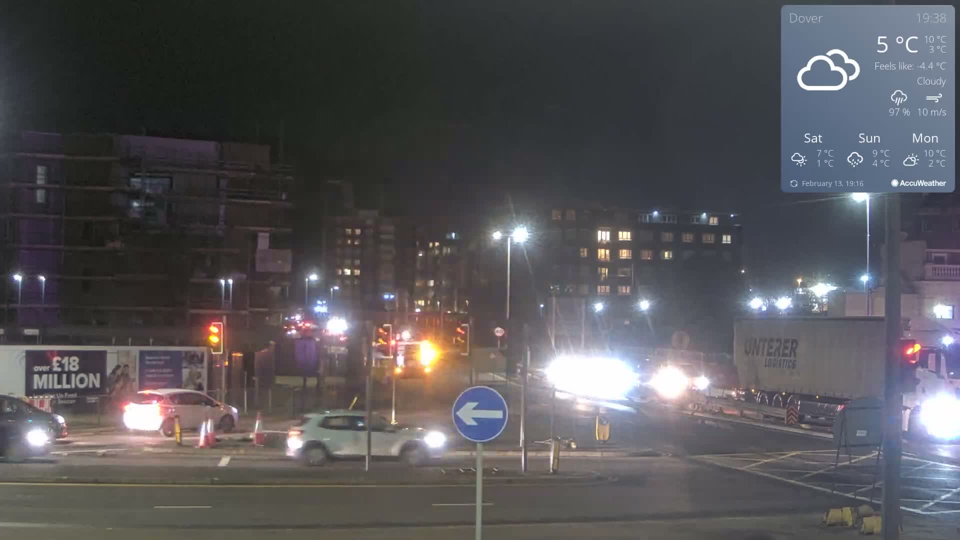 Dover Castle & A256 & A20 Junction Live Cam - Dover, Kent, South East, England, United Kingdom