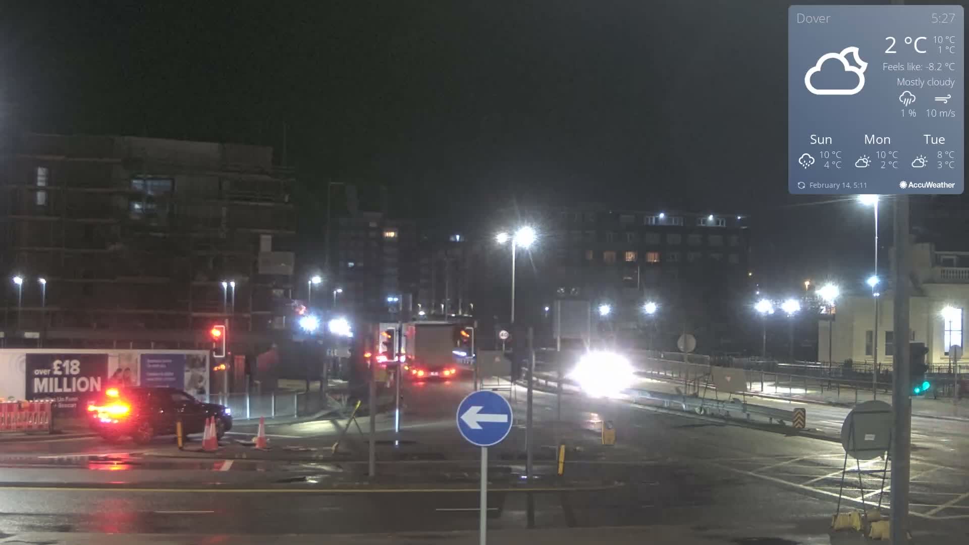 Dover Castle & A256 & A20 Junction Live Cam - Dover, Kent, South East, England, United Kingdom