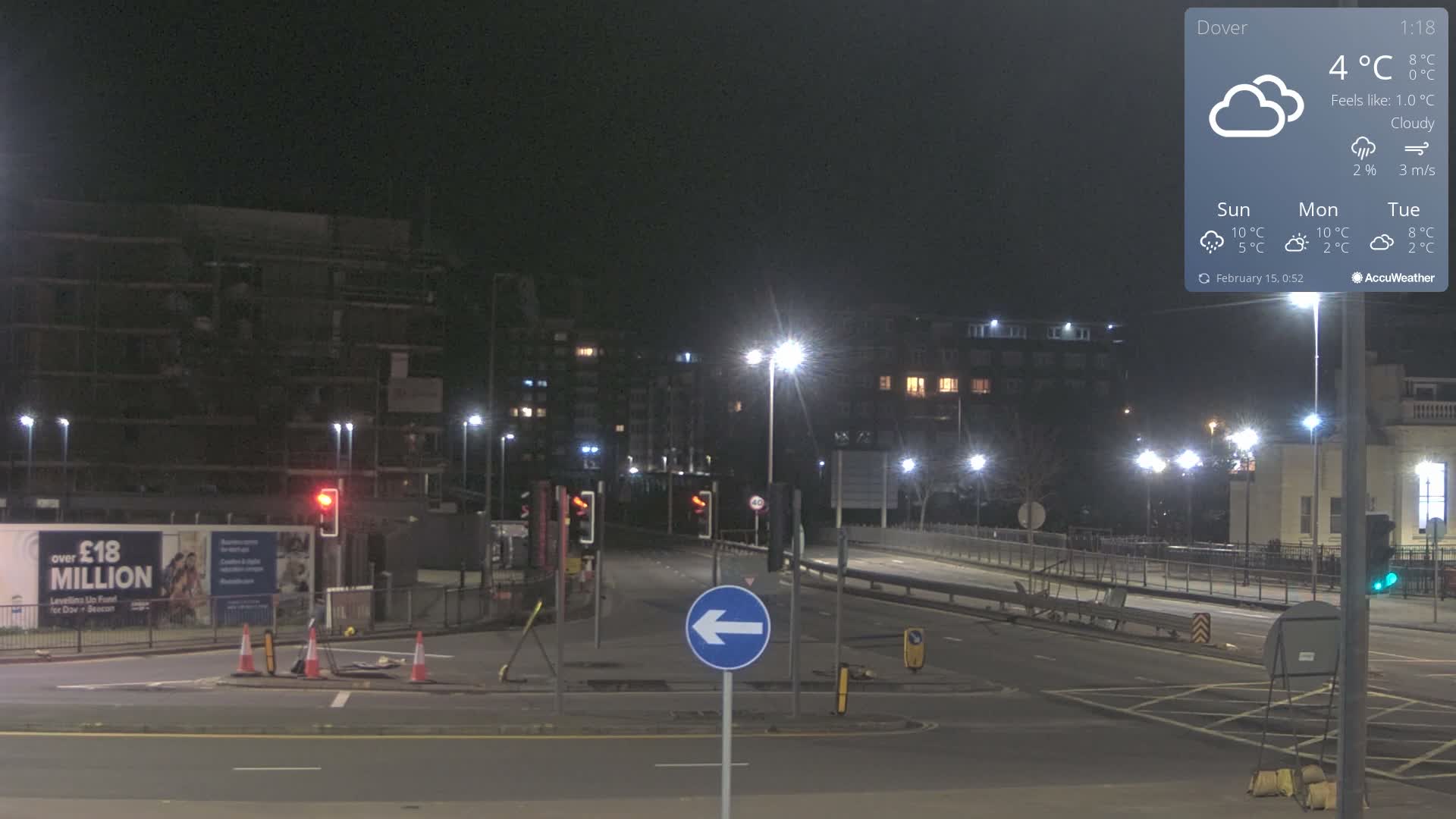Dover Castle & A256 & A20 Junction Live Cam - Dover, Kent, South East, England, United Kingdom