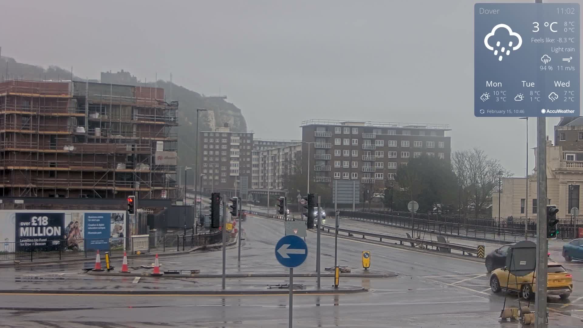 Dover Castle & A256 & A20 Junction Live Cam - Dover, Kent, South East, England, United Kingdom