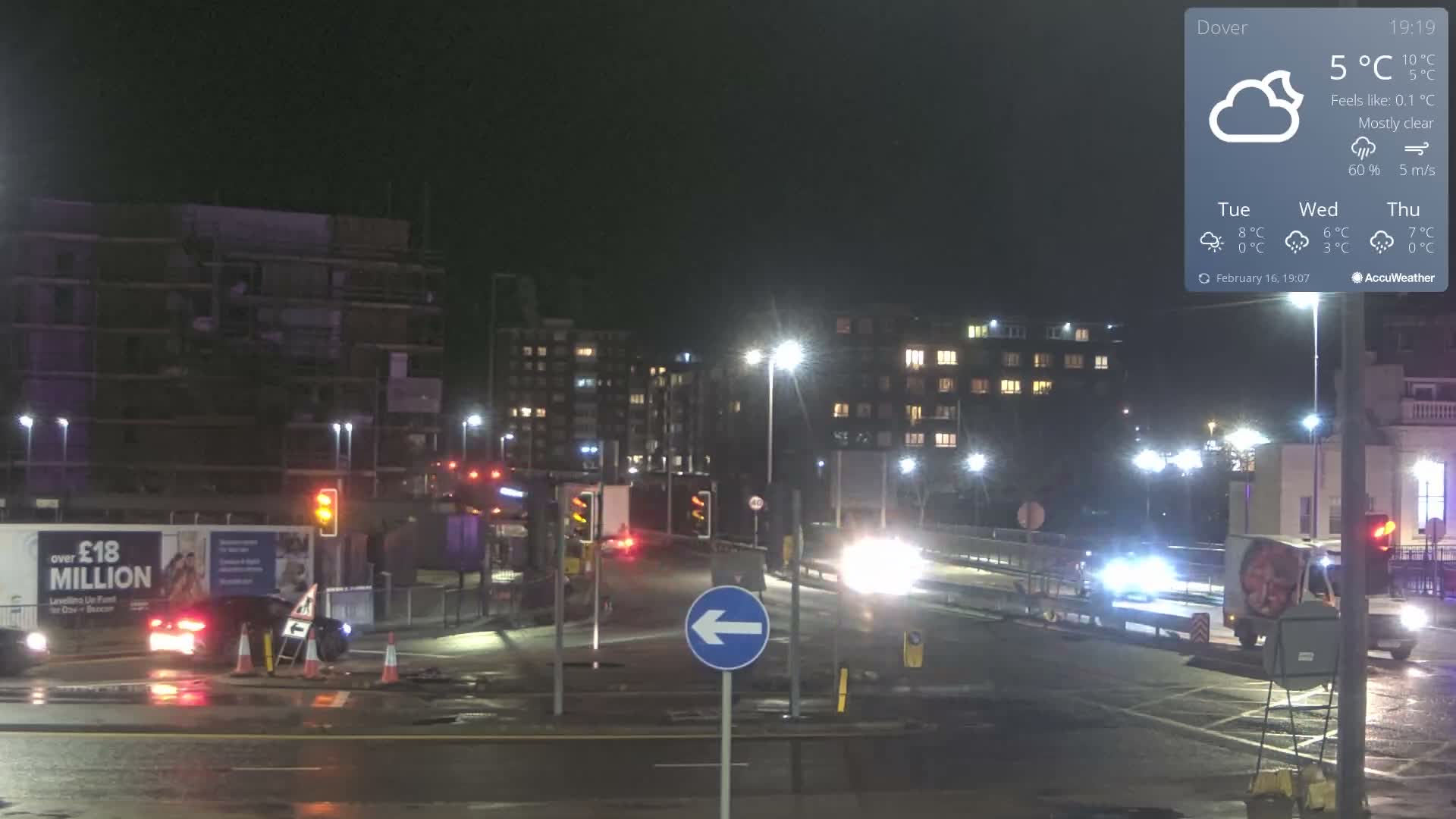 Dover Castle & A256 & A20 Junction Live Cam - Dover, Kent, South East, England, United Kingdom