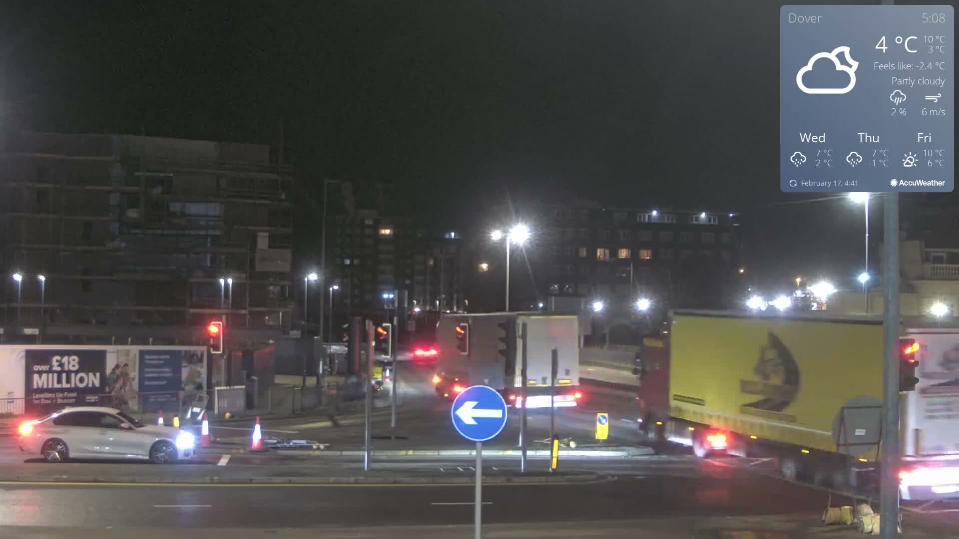 Dover Castle & A256 & A20 Junction Live Cam - Dover, Kent, South East, England, United Kingdom