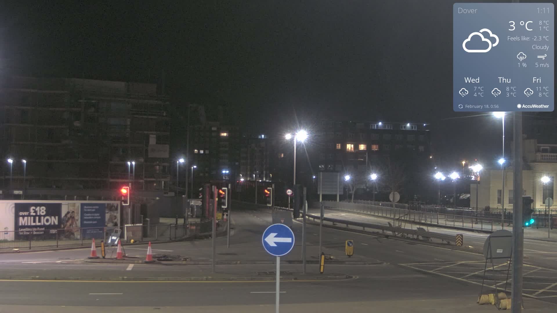 Dover Castle & A256 & A20 Junction Live Cam - Dover, Kent, South East, England, United Kingdom