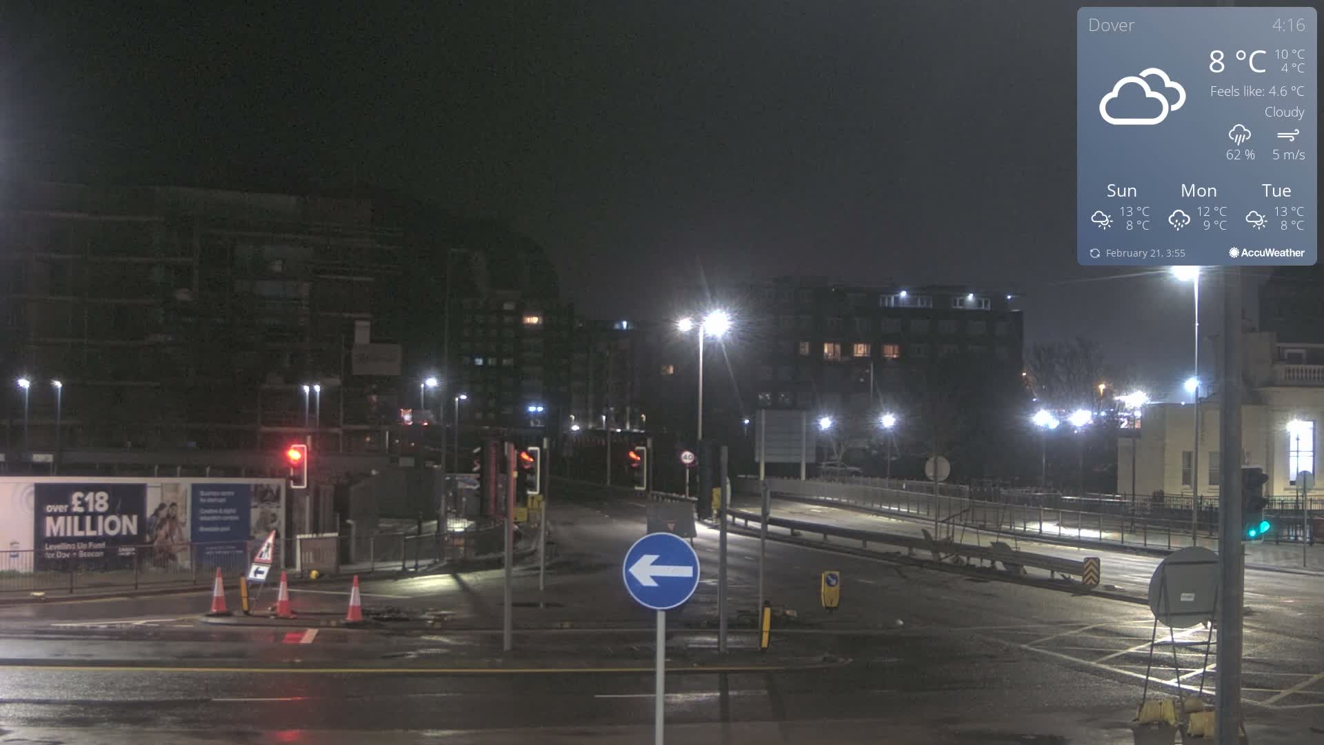 Dover Castle & A256 & A20 Junction Live Cam - Dover, Kent, South East, England, United Kingdom