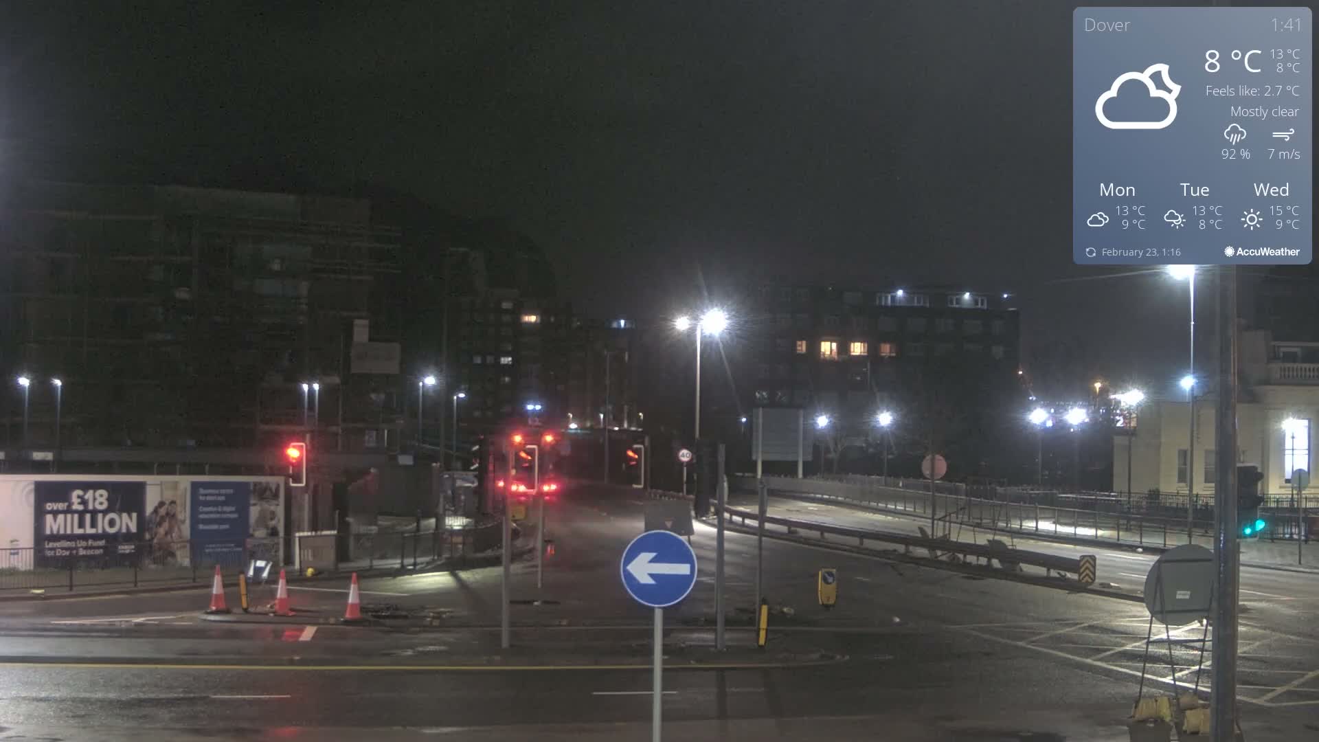 Dover Castle & A256 & A20 Junction Live Cam - Dover, Kent, South East, England, United Kingdom