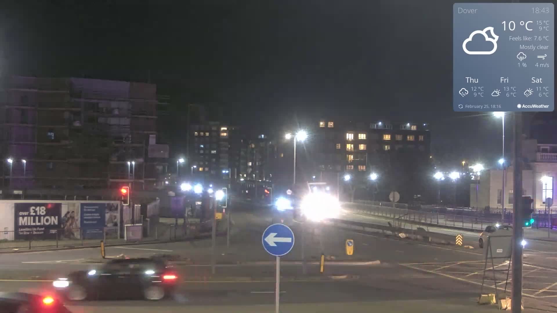 Dover Castle & A256 & A20 Junction Live Cam - Dover, Kent, South East, England, United Kingdom