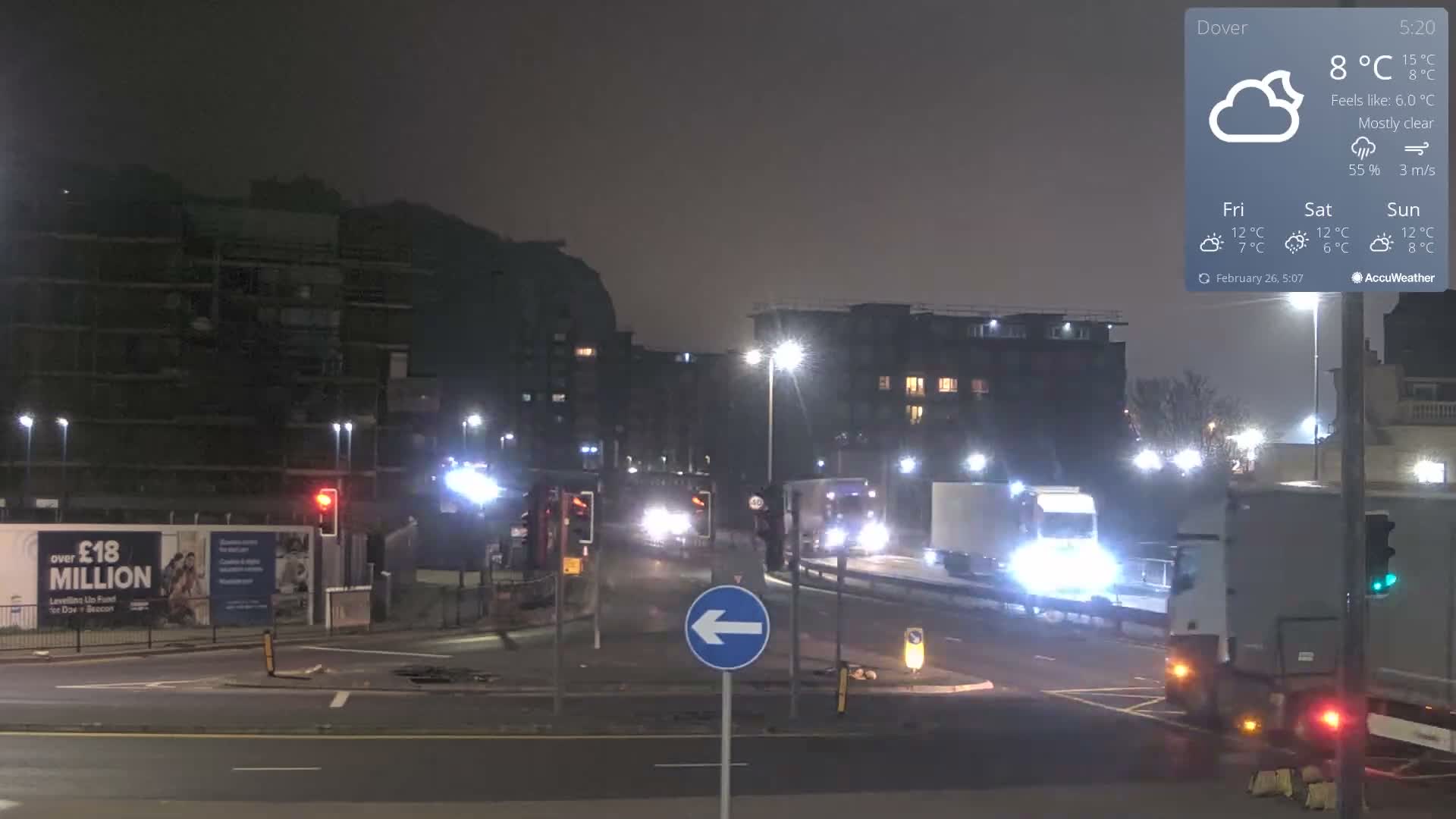 Dover Castle & A256 & A20 Junction Live Cam - Dover, Kent, South East, England, United Kingdom