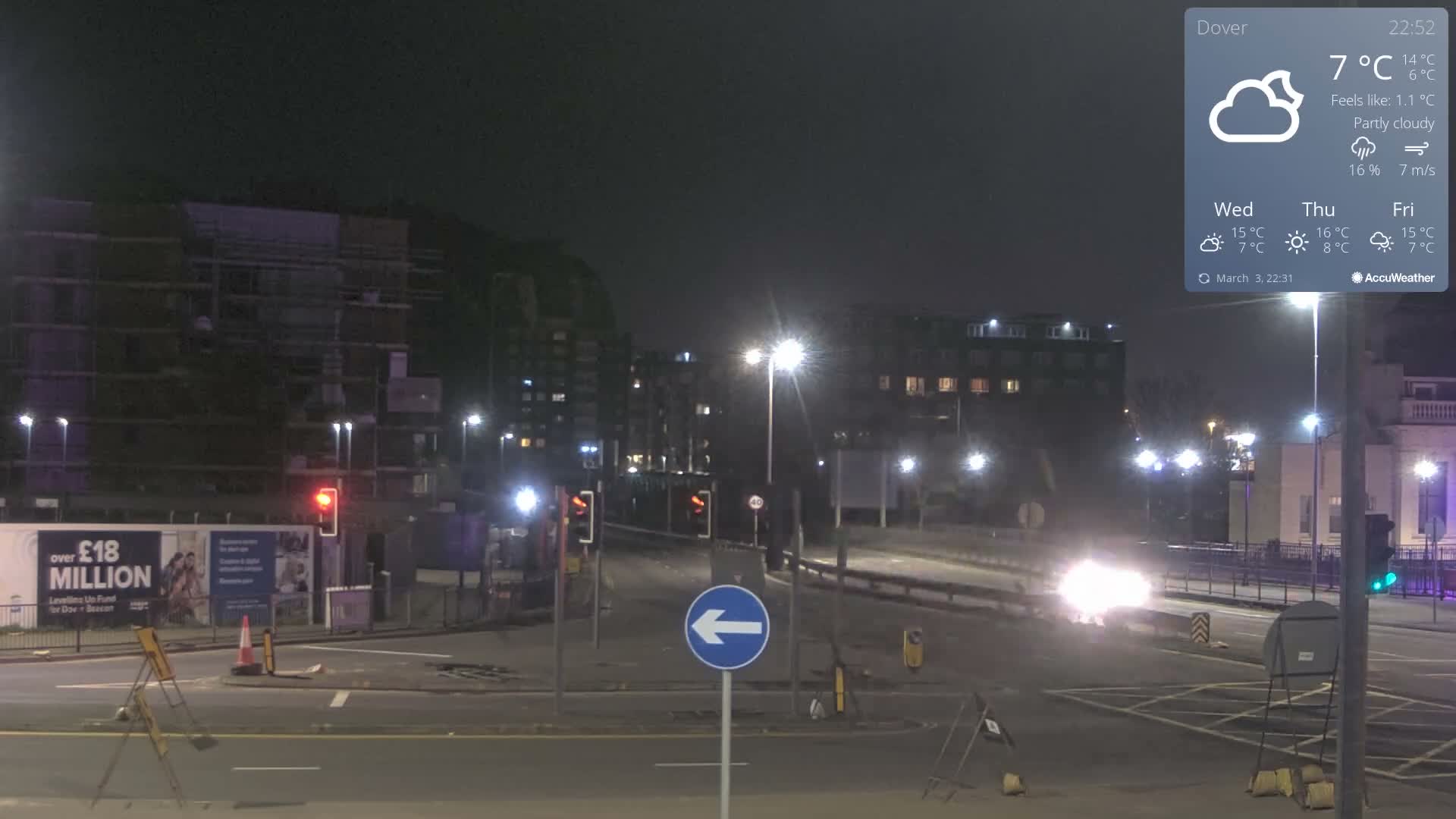 Dover Castle & A256 & A20 Junction Live Cam - Dover, Kent, South East, England, United Kingdom