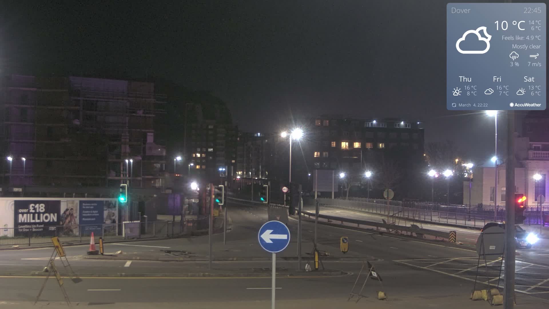 Dover Castle & A256 & A20 Junction Live Cam - Dover, Kent, South East, England, United Kingdom