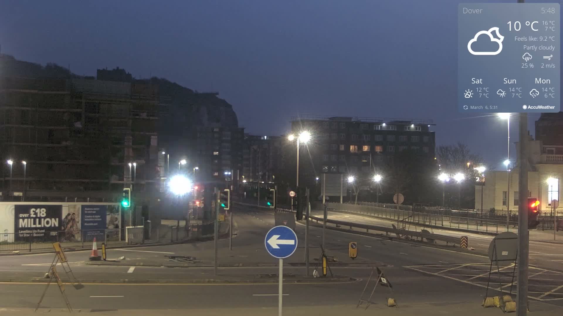 Dover Castle & A256 & A20 Junction Live Cam - Dover, Kent, South East, England, United Kingdom