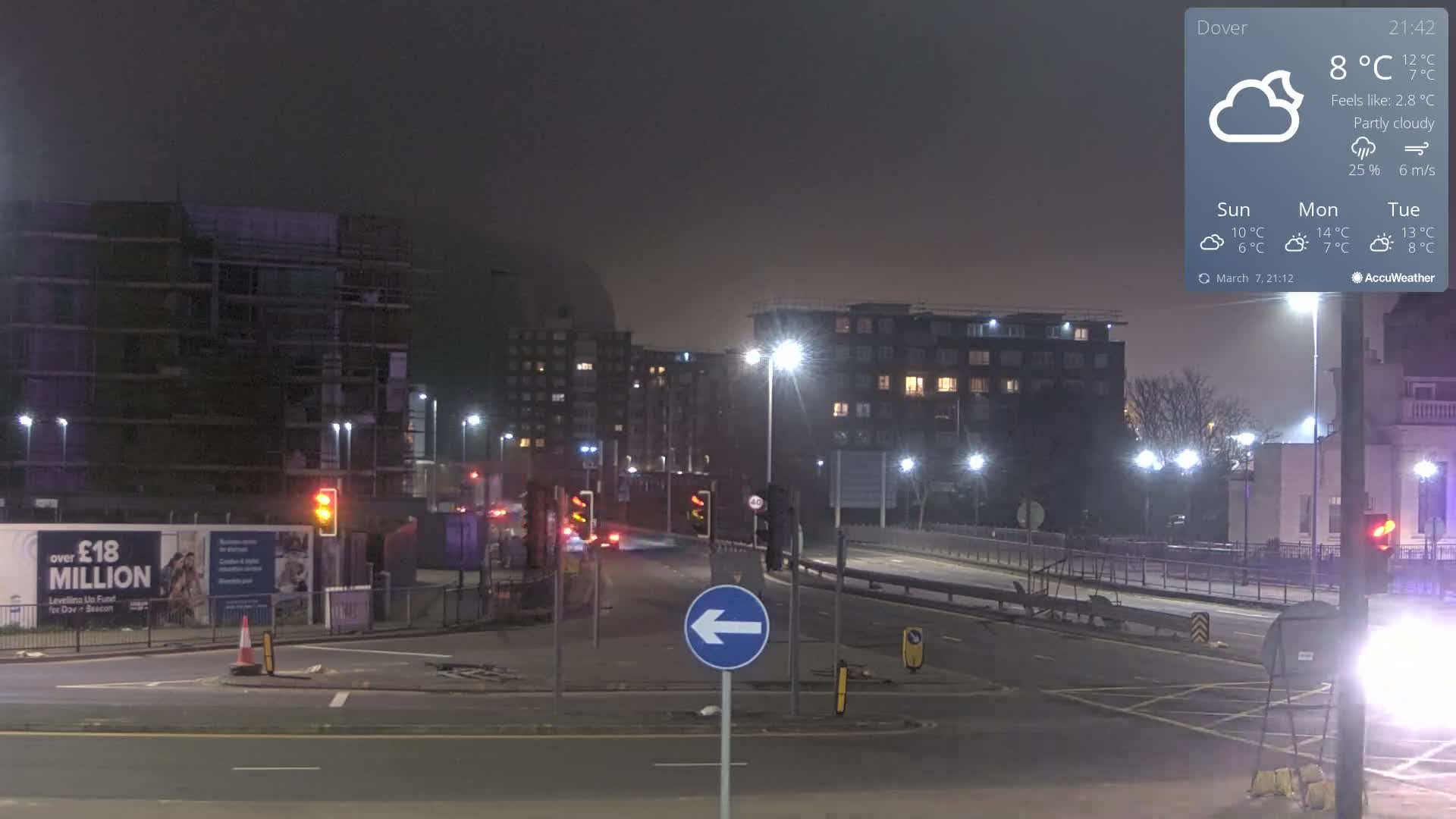 Dover Castle & A256 & A20 Junction Live Cam - Dover, Kent, South East, England, United Kingdom