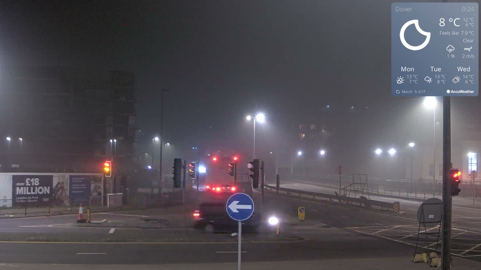 Dover Castle & A256 & A20 Junction Live Cam - Dover, Kent, South East, England, United Kingdom