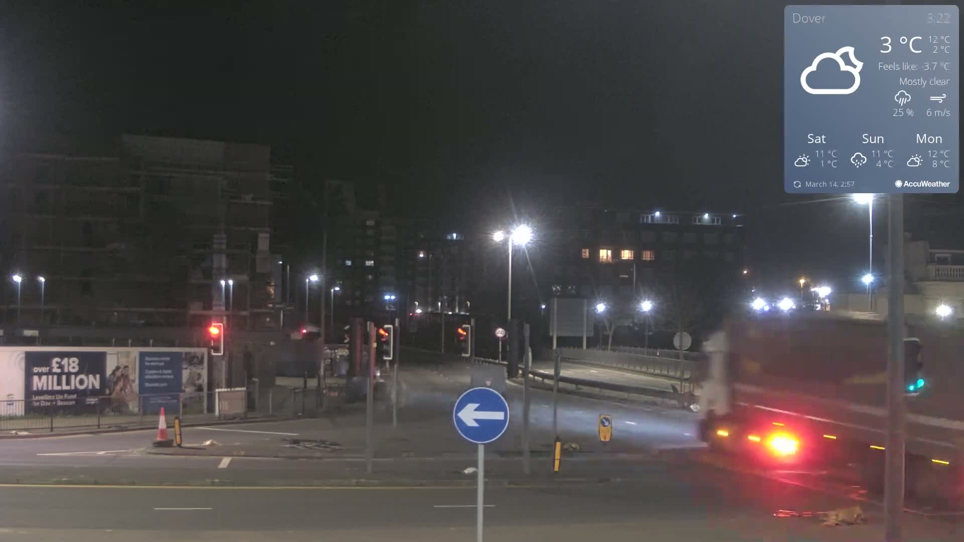 Dover Castle & A256 & A20 Junction Live Cam - Dover, Kent, South East, England, United Kingdom