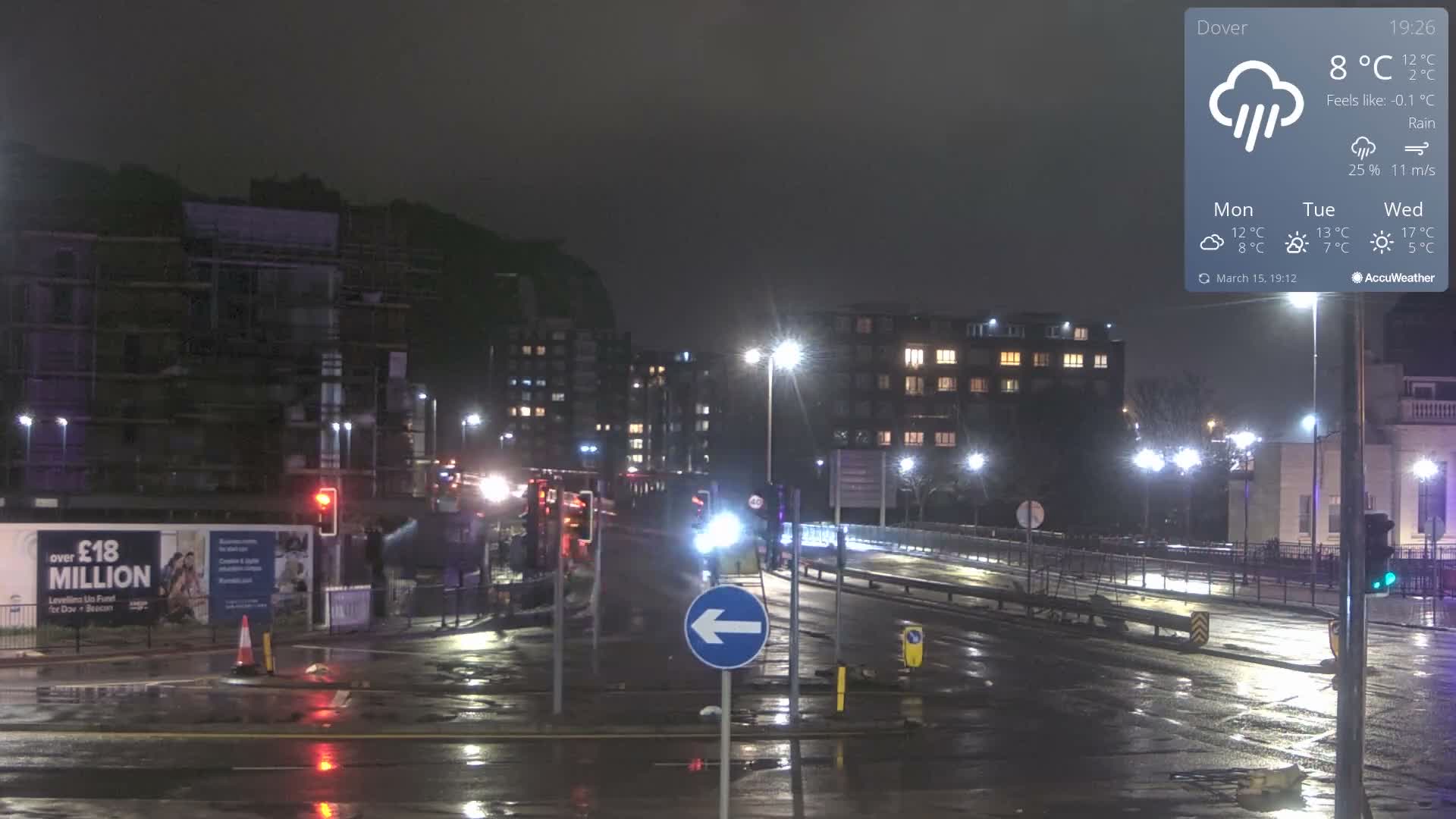 Dover Castle & A256 & A20 Junction Live Cam - Dover, Kent, South East, England, United Kingdom