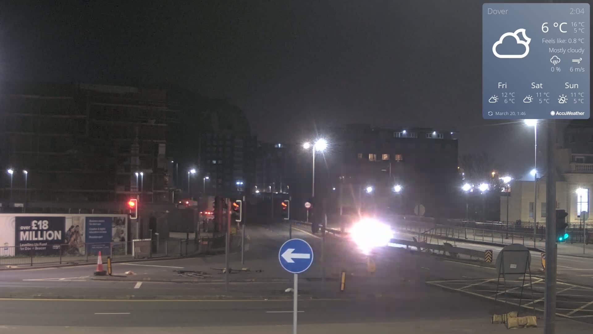 Dover Castle & A256 & A20 Junction Live Cam - Dover, Kent, South East, England, United Kingdom