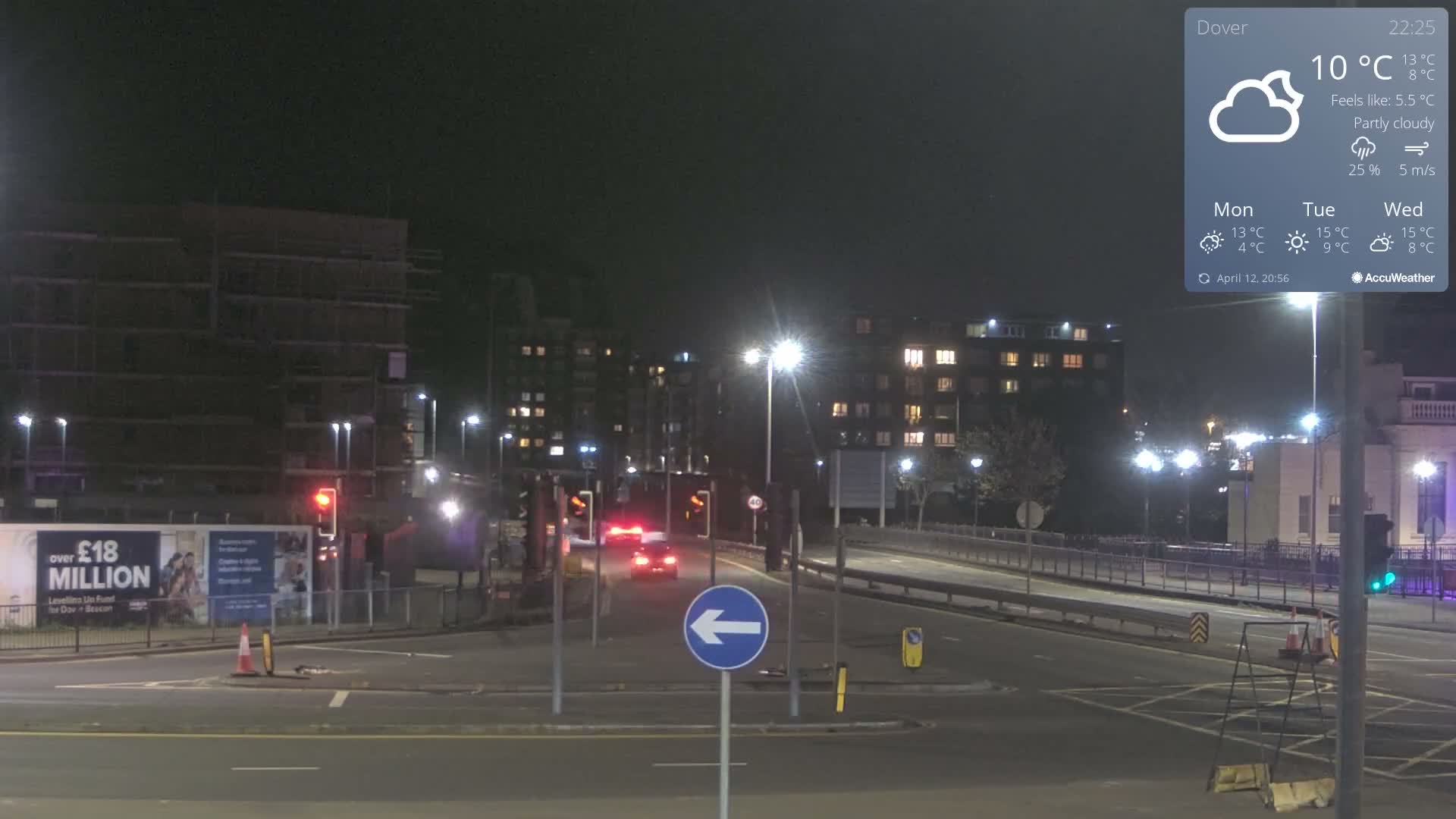 Dover Castle & A256 & A20 Junction Live Cam - Dover, Kent, South East, England, United Kingdom