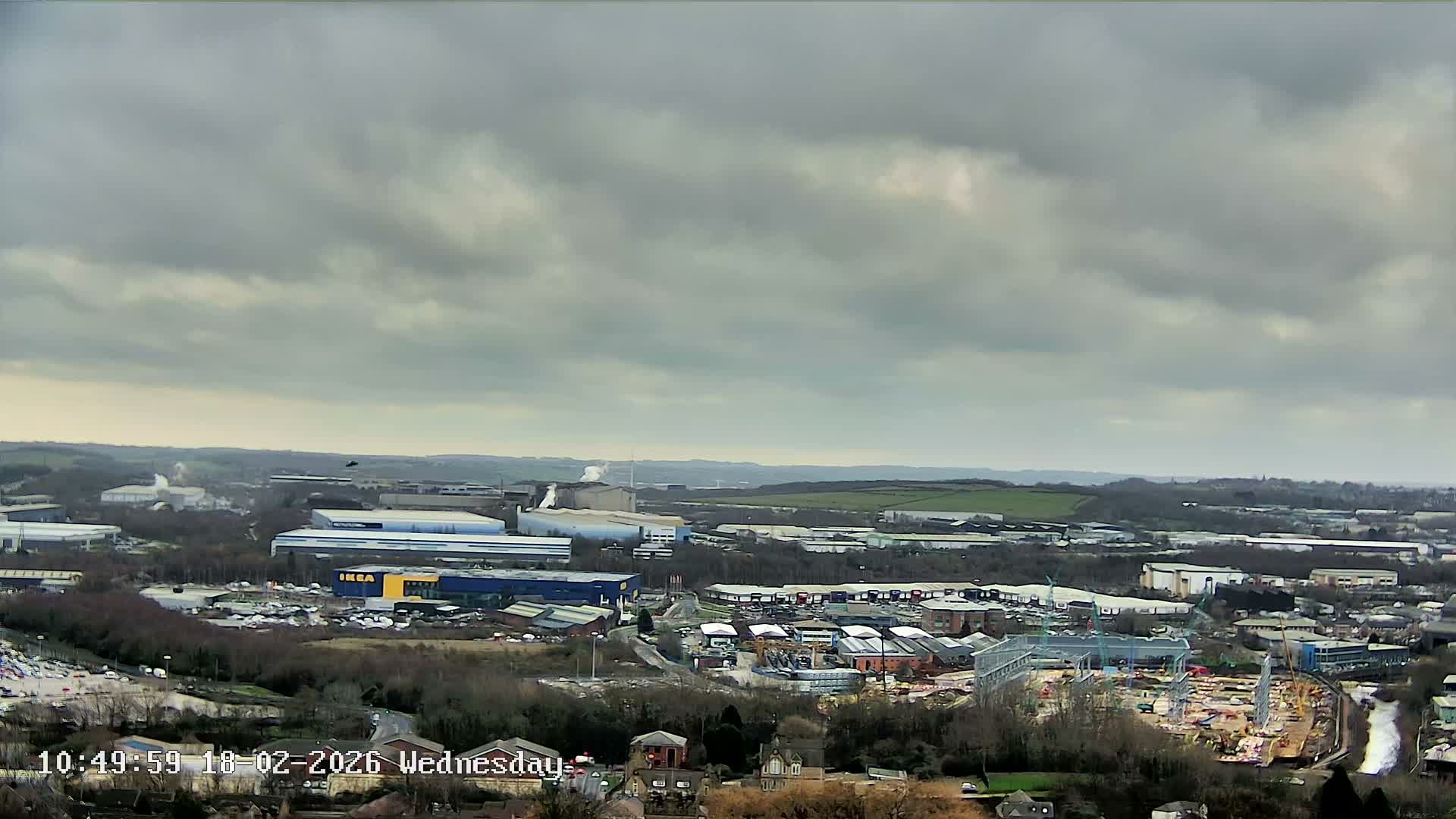 Sheffield, Tinsley Industrial Area fron Don Valley Skyline Live Cam - Sheffield, South Yorkshire, Yorkshire and the Humber, England, United Kingdom